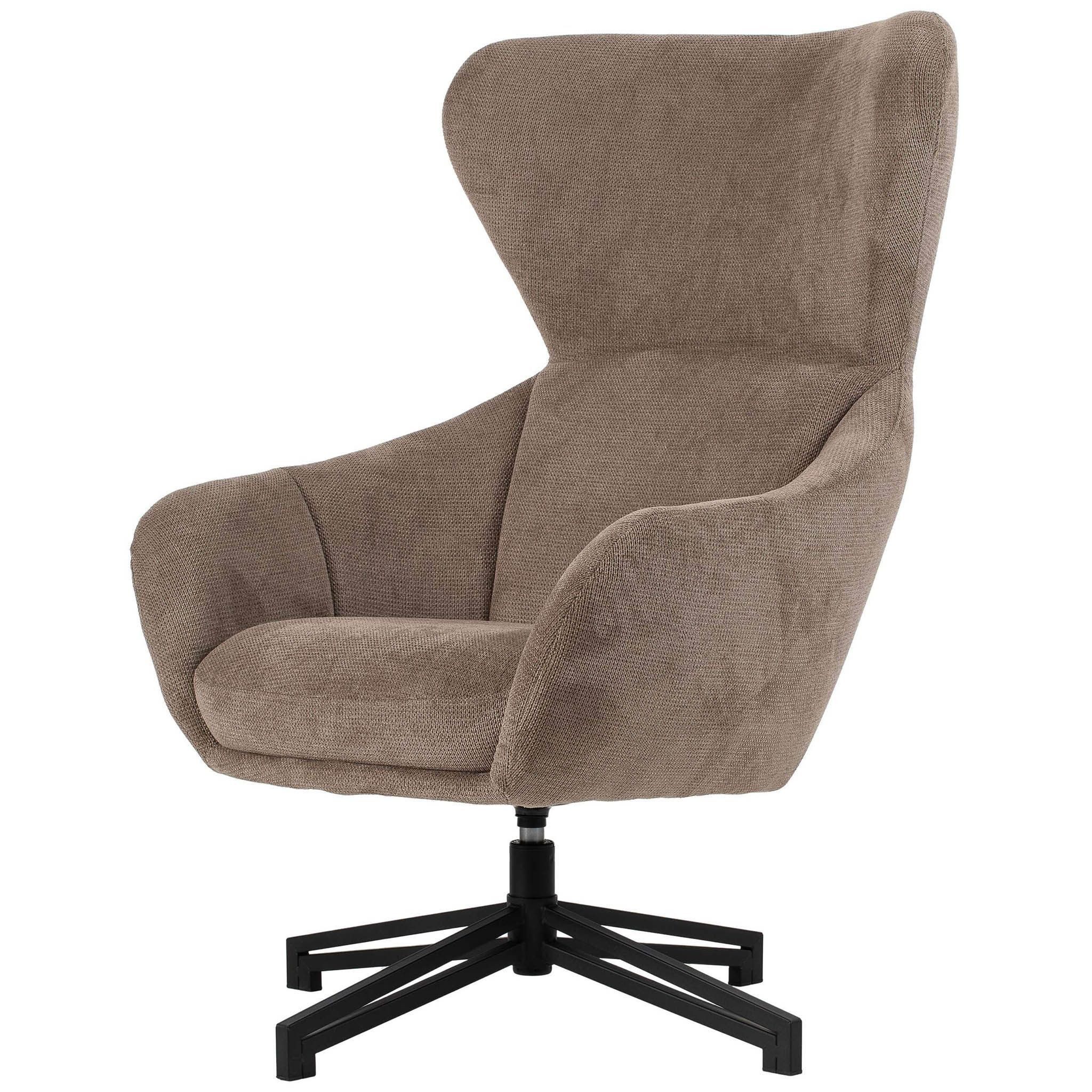 bene living Ohrensessel Marconia - drehbar - braun (Indoor-Möbelset, 1-St), durchgehende Arm- und Rückenlehne - stabiles Metall-Gestell