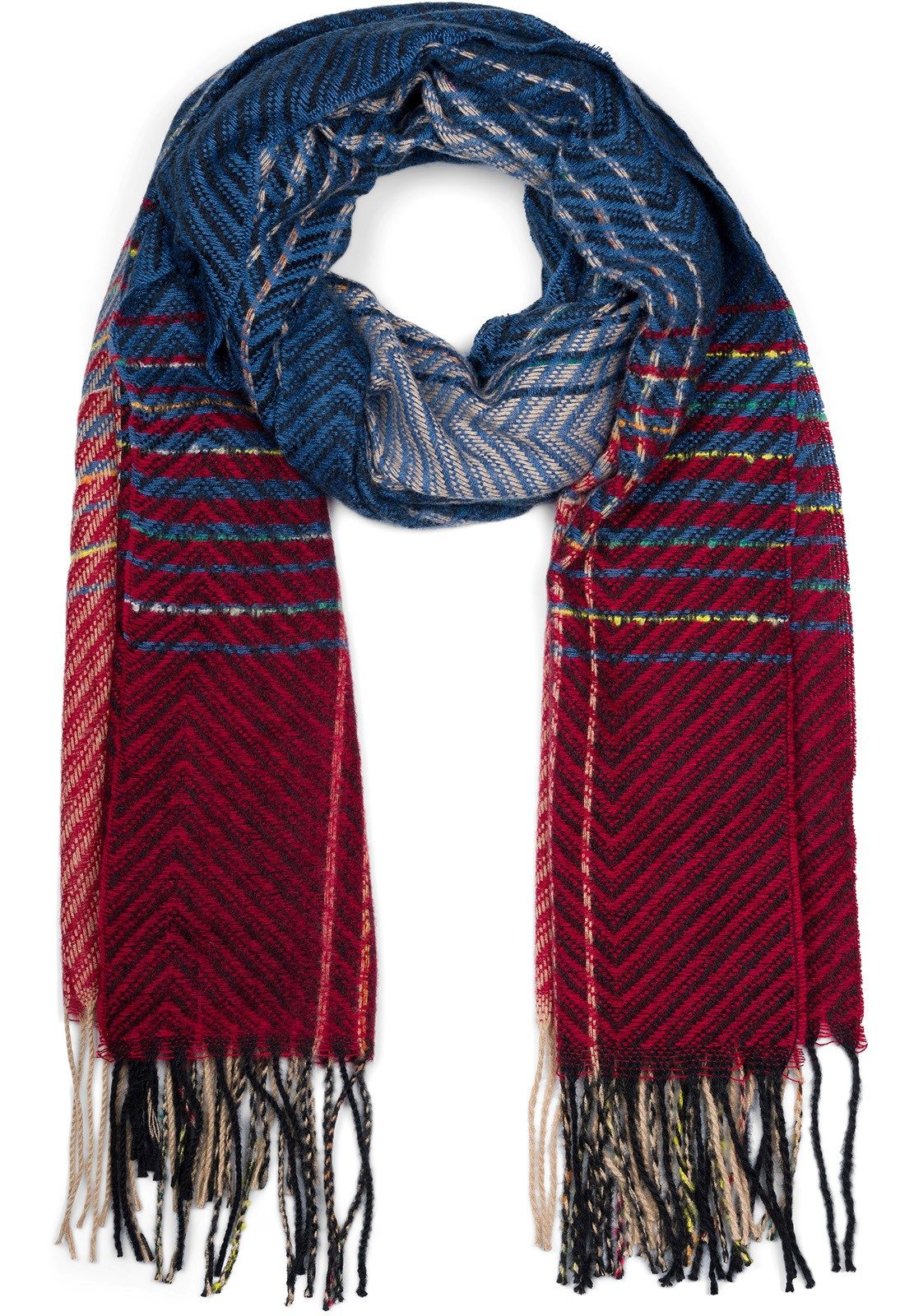 styleBREAKER Strickschal Feinstrick Schal Zick-Zack gestreift, (1-St)
