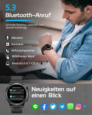 DEKELIFE Telefonfunktion Herren's IP68 Wasserdicht Fitness Tracker Smartwatch (1,39 Zoll, Android/iOS), mit HD Voll Touchscreen, Armbanduhr Schlaf/Herzfrequenz/Spo2