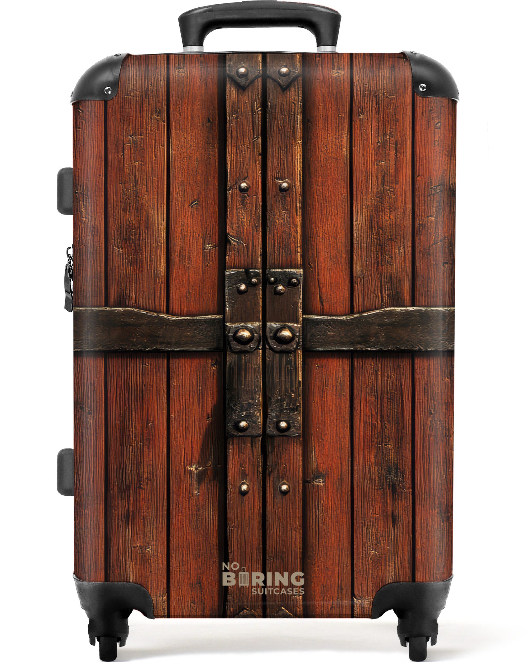 NoBoringSuitcases.com© Hartschalen-Trolley Rote Holztüren mit schmiedeeiser günstig online kaufen