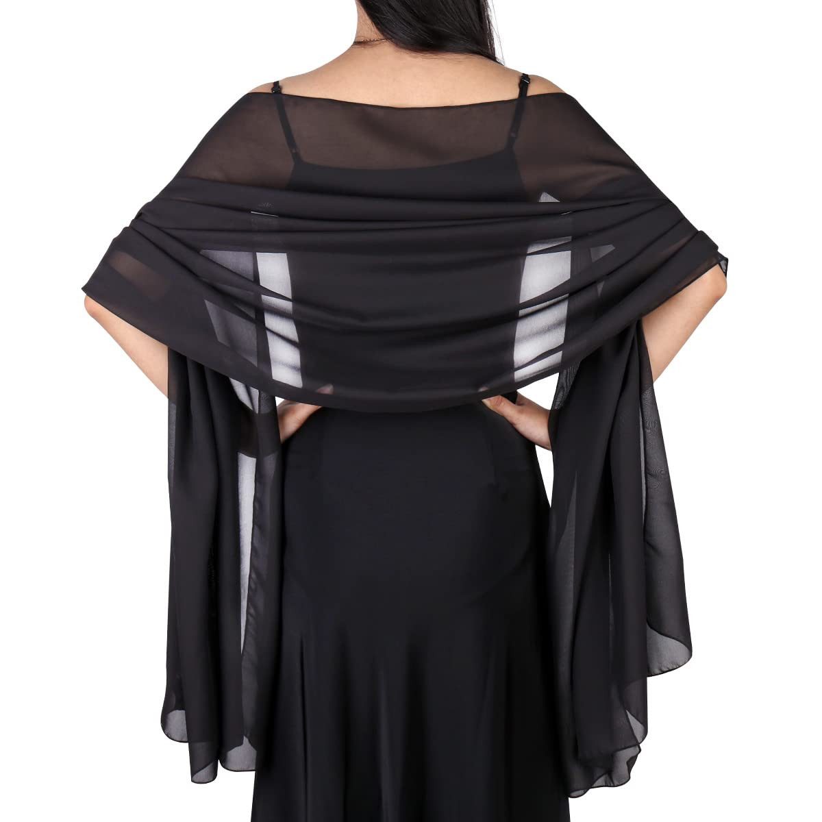 FOUORTUNATE-BEE Modeschal Elegante Damen-Stola aus Chiffon, leichter Schal für Abendkleider, Weicher Hochzeitsschal für Damen, dünner Umhang für Kleid & Party