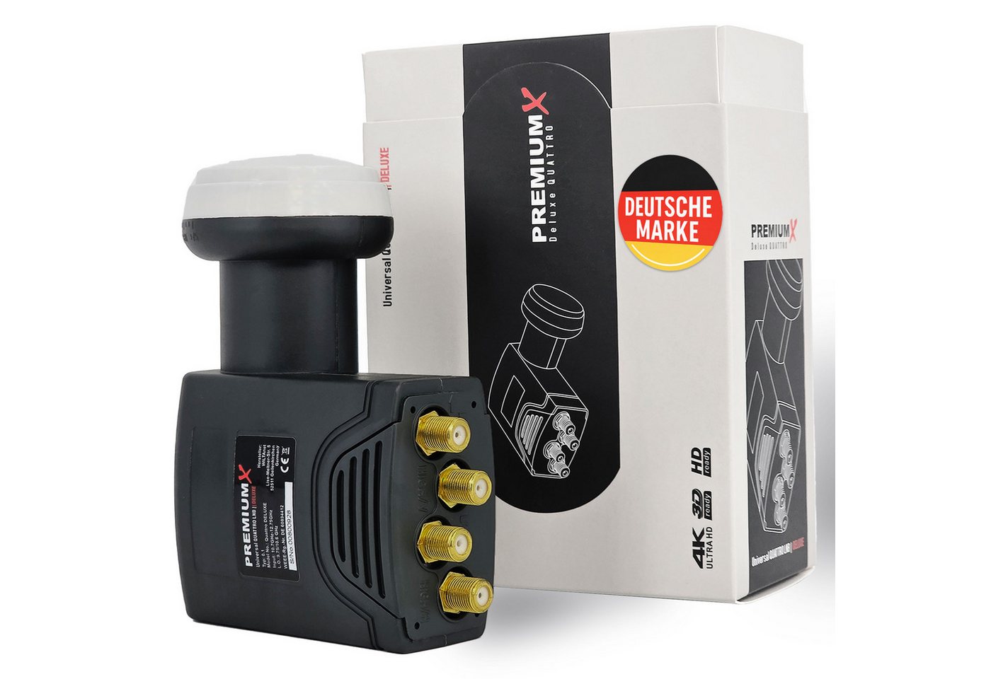PremiumX DELUXE Quattro LNB SAT für Multischalterbetrieb DVB-S2 HD UHD 4K Monoblock-LNB