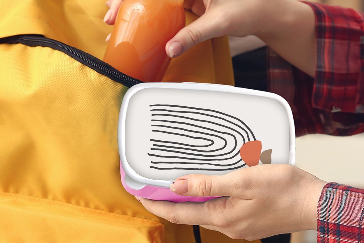 MuchoWow Lunchbox Sommer - Pastell Kunststoff, (2-tlg), Kunststoff Kinder, Mädchen, Brotbox Brotdose für Schwarz, rosa Snackbox, - Erwachsene