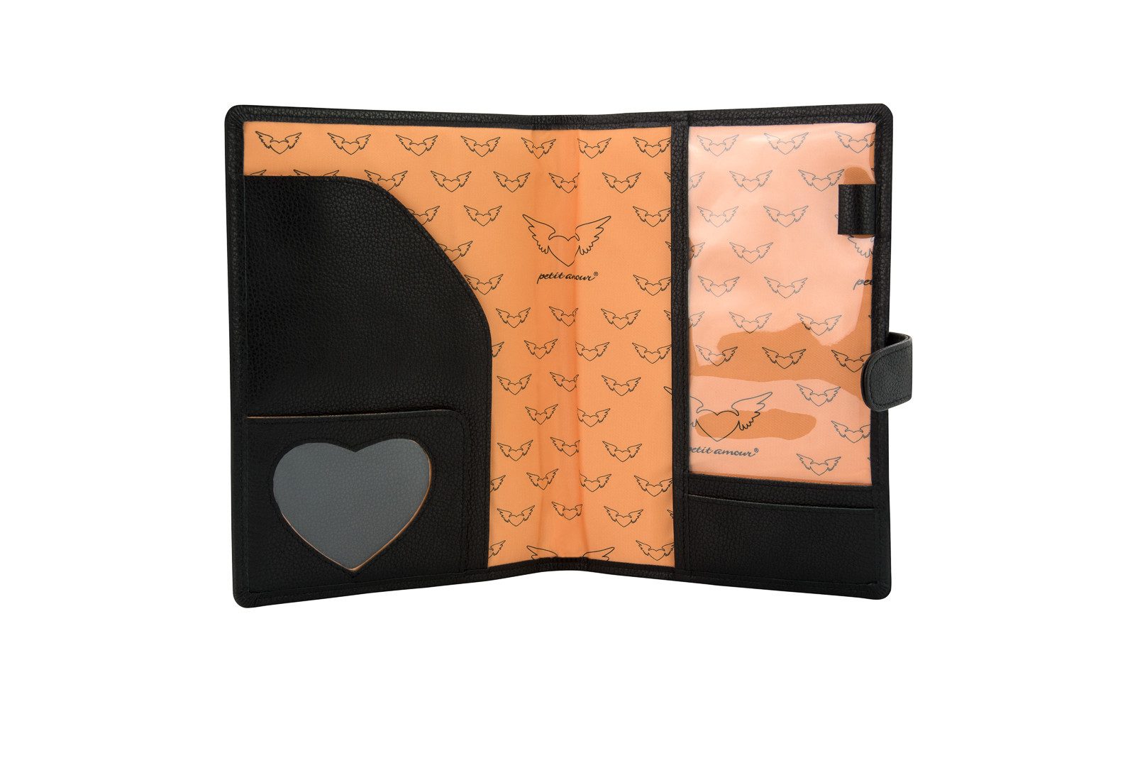 petit amour Organisationsmappe Dokumententasche & A5 Ledermappe LEONIE Organizer Sammelmappe, Fotofach Herzform Leder