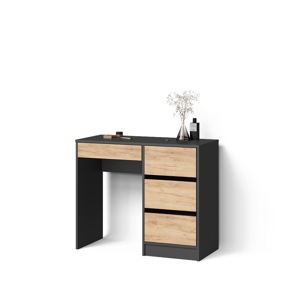 Livinity® Schminktisch Imola, Anthrazit/Goldkraft Eiche, ohne Spiegel