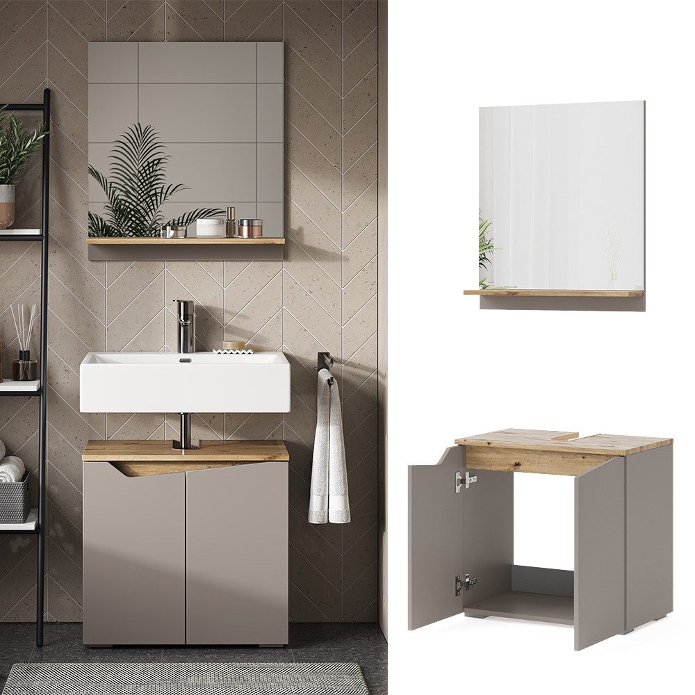 Vicco Badmöbel-Set Marelle, Greige/Artisan-Eiche, 2 Teile, günstig online kaufen