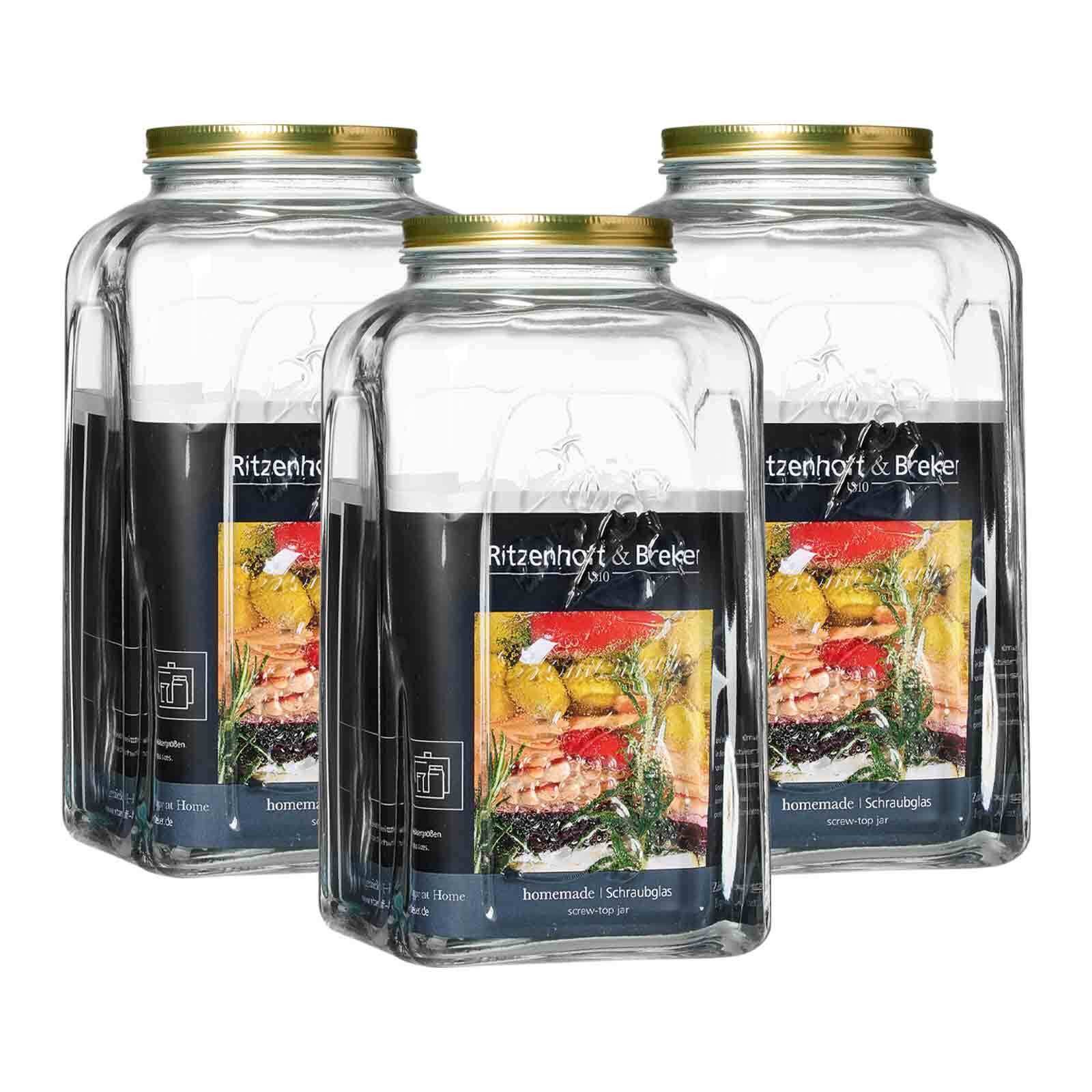 Ritzenhoff & Breker Einmachglas Homemade Einmachgläser 5 l 3er Set, Glas, (3-tlg)