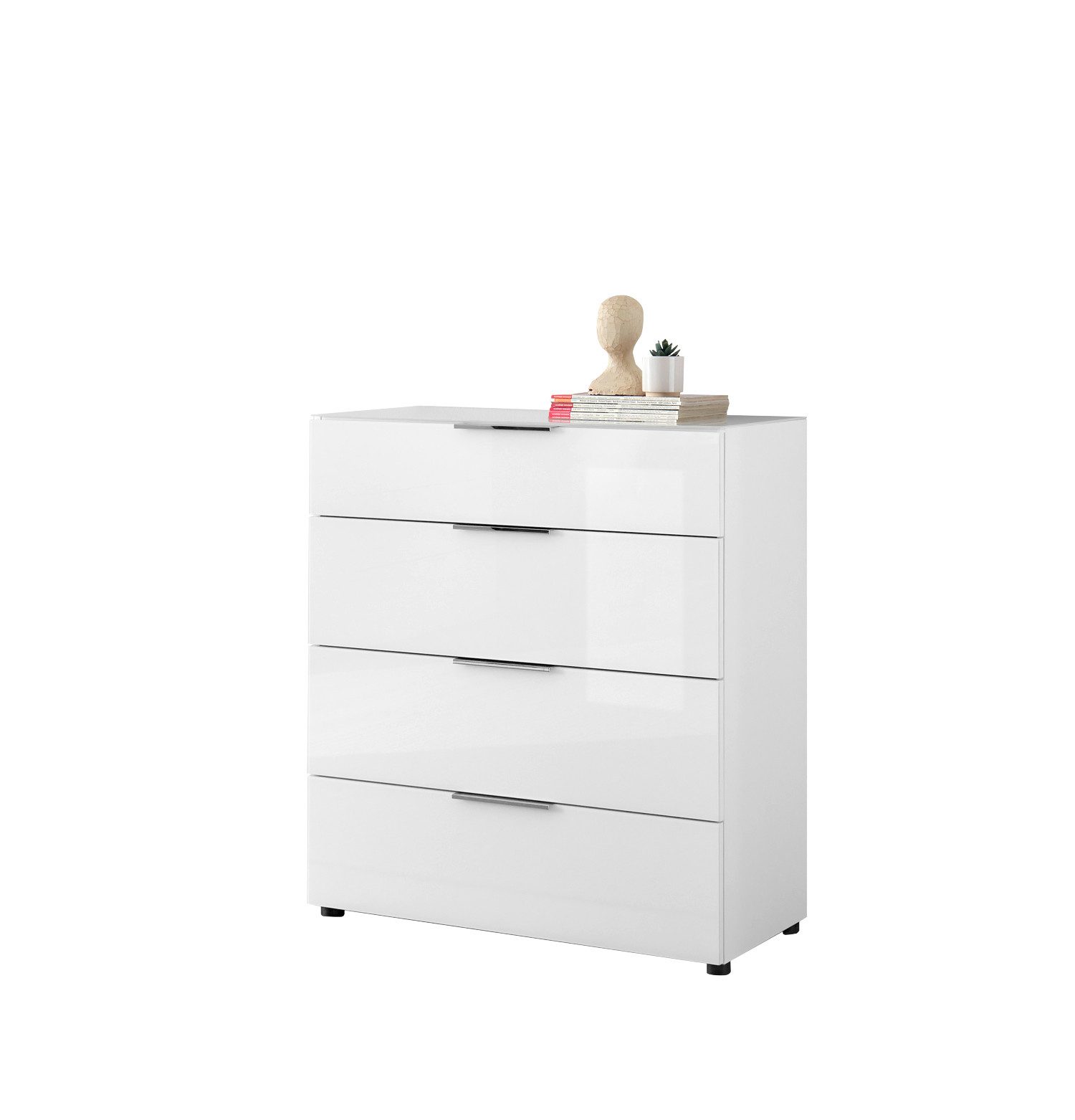 moebel-dich-auf Schubkastenkommode TREND 10 (90 cm breit, Metallgriffe), Front und Oberboden aus Glas