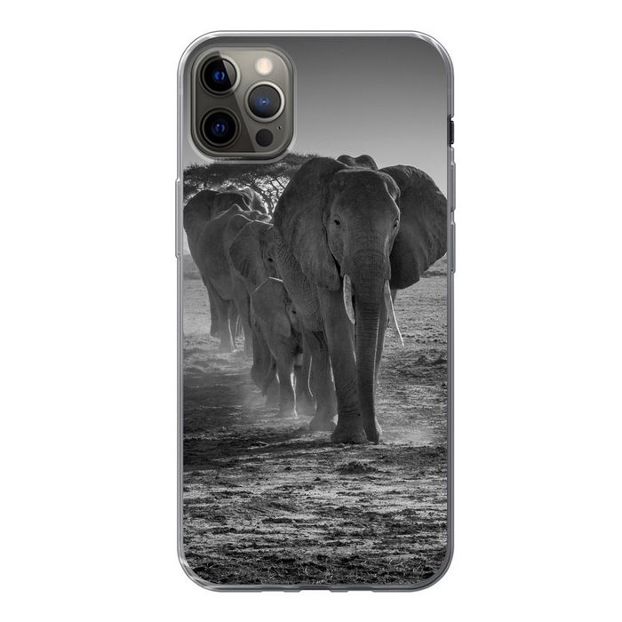 MuchoWow Handyhülle Elefanten in Kenia in Schwarz und Weiß Handyhülle Apple iPhone 13 Pro Max Smartphone-Bumper Print Handy