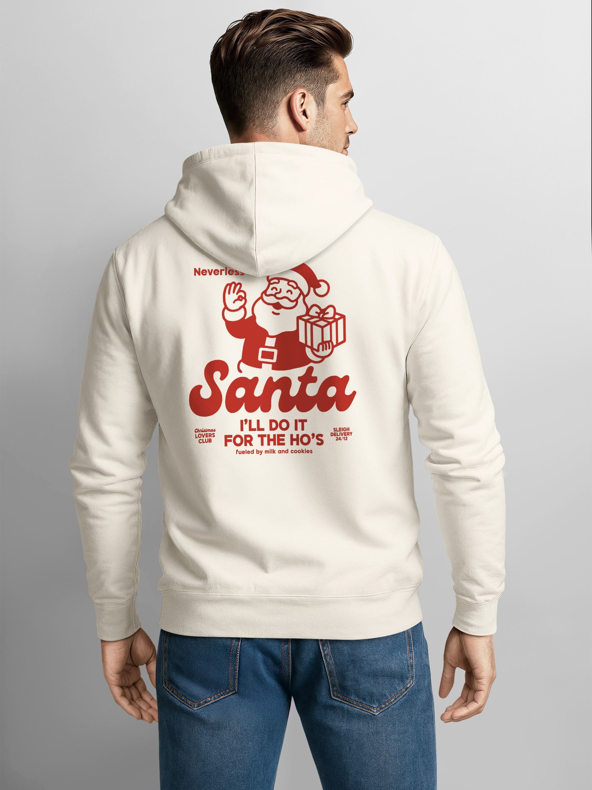 Neverless Hoodie Herren Hoodie Backprint Weihnachten Retro Santa Claus XMAS günstig online kaufen