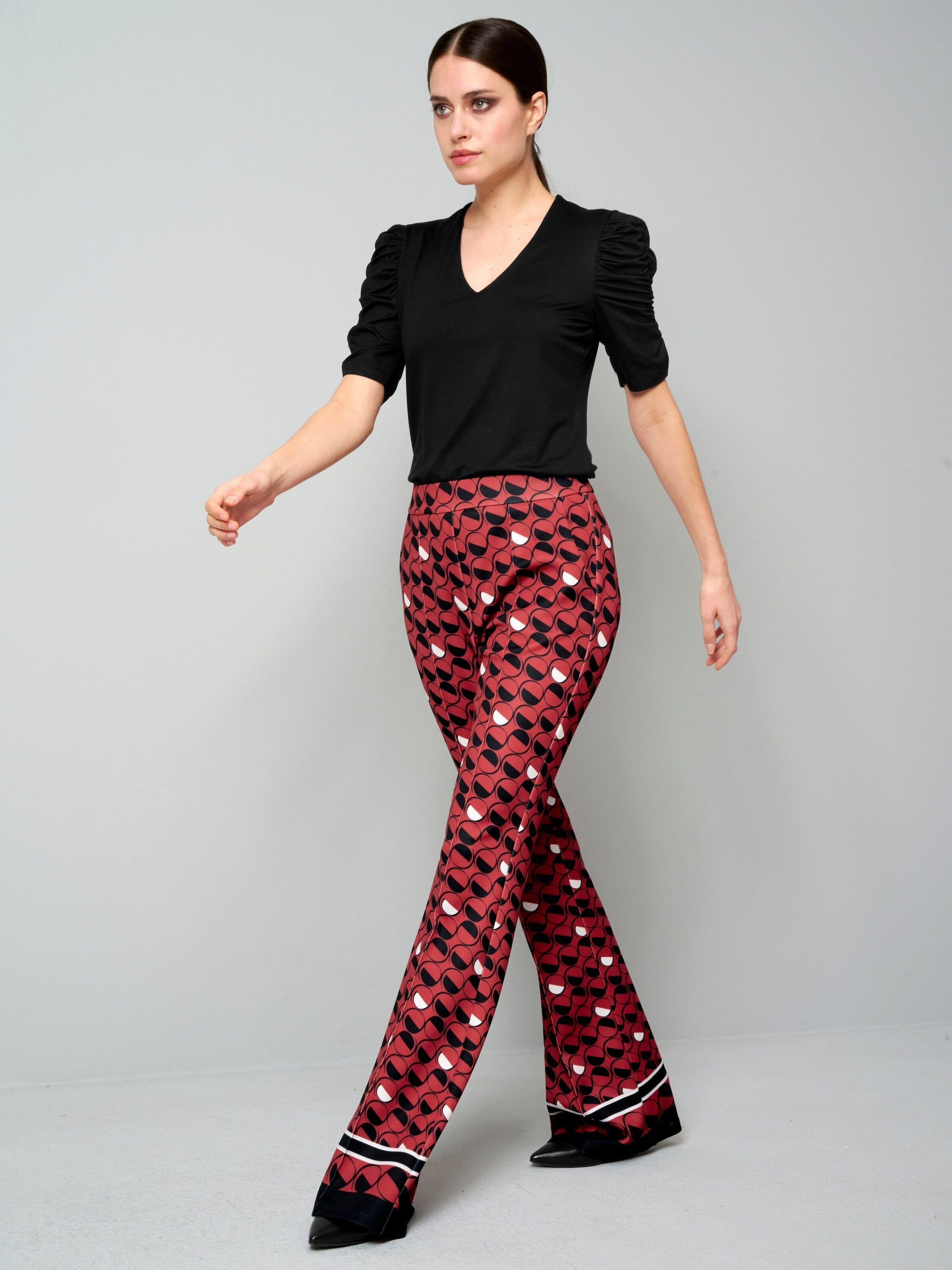 Alba Moda Stoffhose Druckhose mit Bordüre