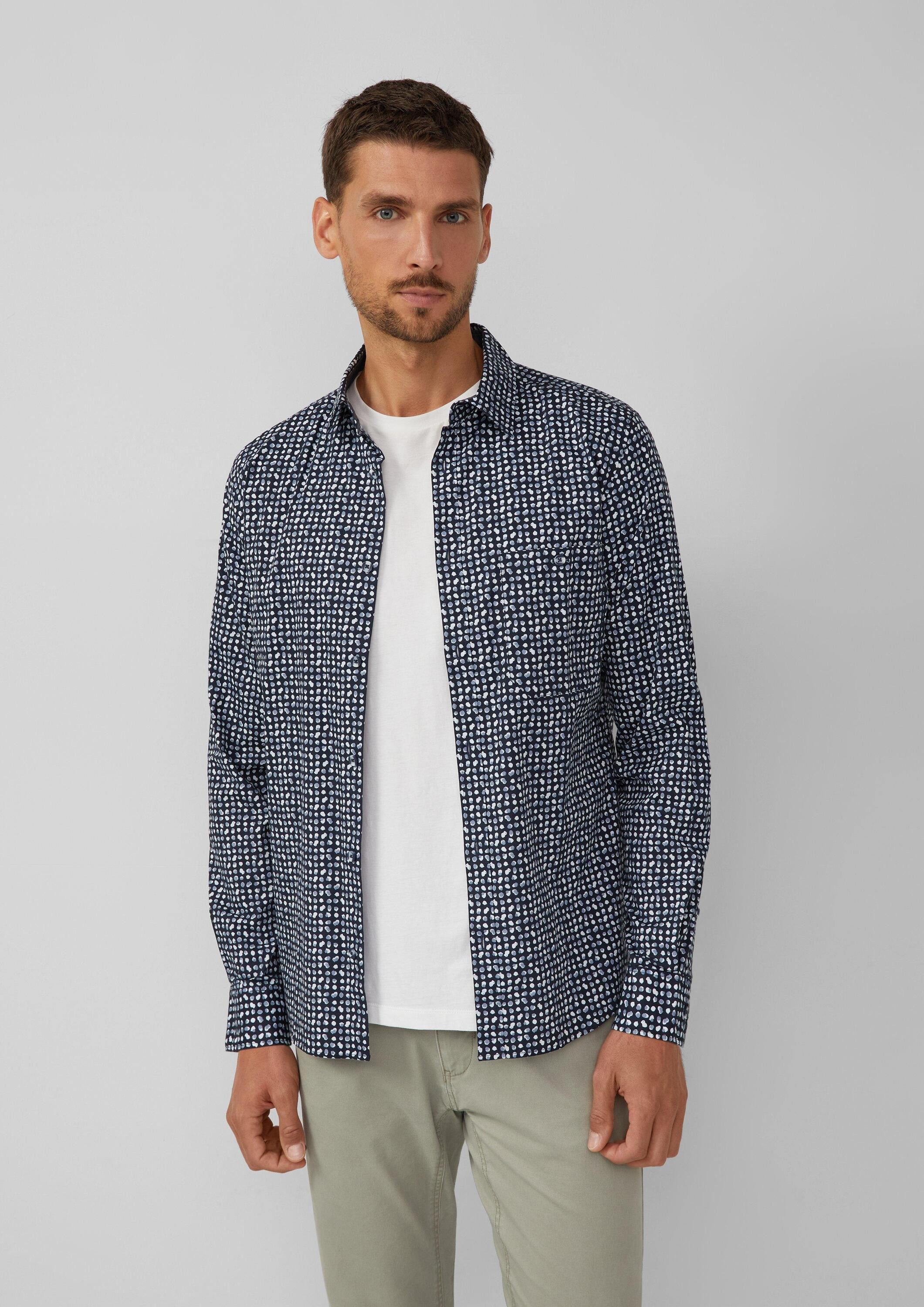 s.Oliver Langarmhemd Hemd Slim Fit: Gemustertes Hemd aus Baumwollstretch günstig online kaufen