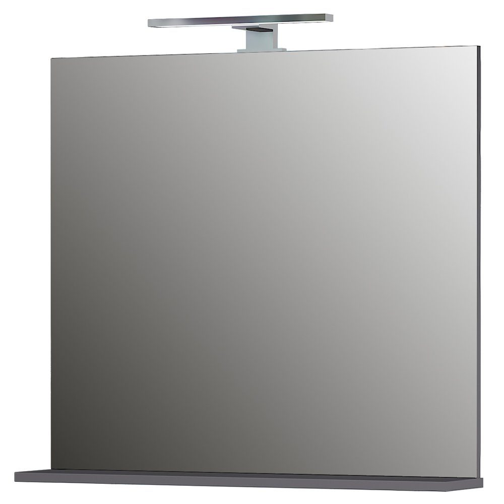 Lomadox Badspiegel MACUL-01, Badezimmer Spiegel Wandspiegel Graphit Beleuchtung - 76x75x15cm
