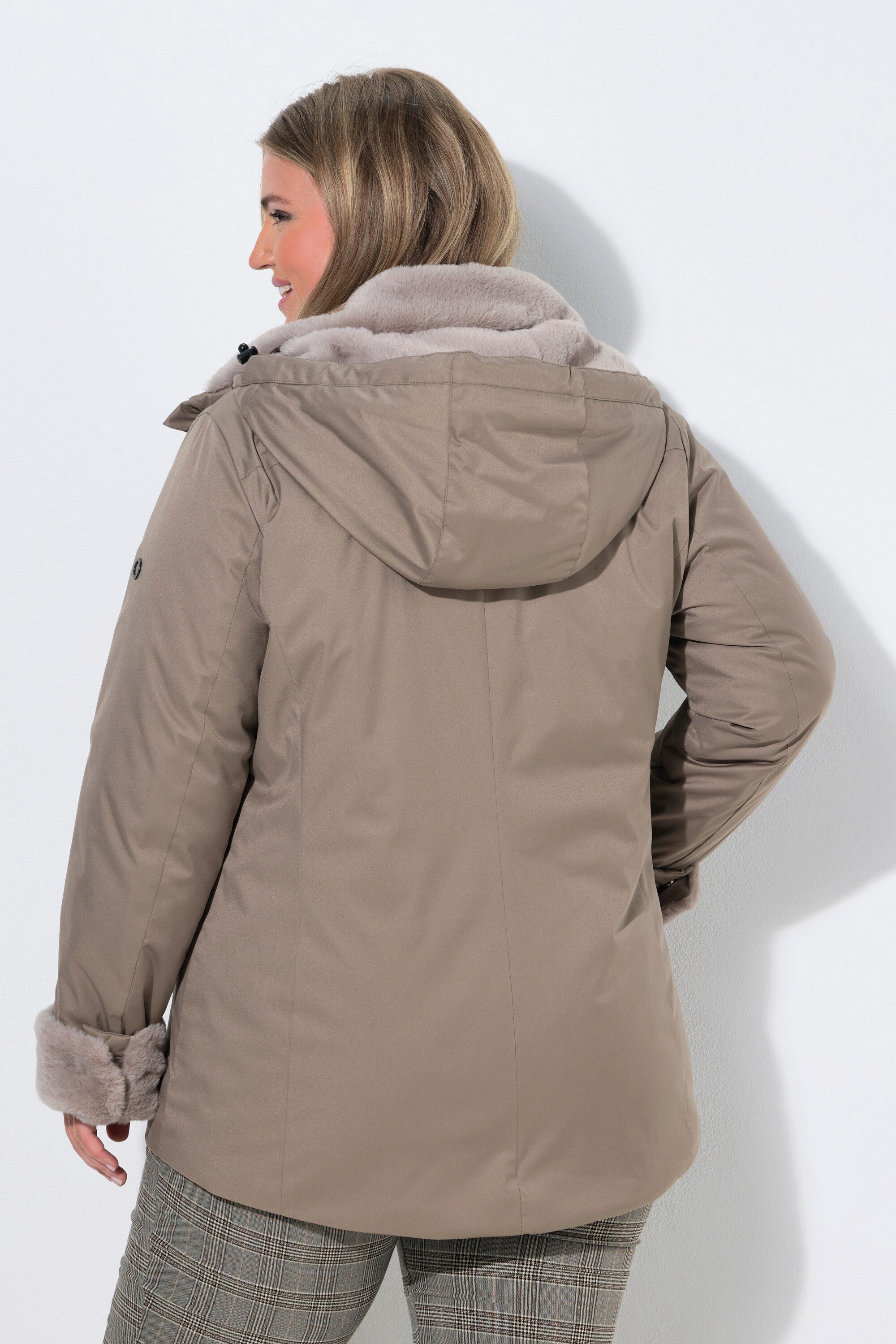 Ulla Popken Funktionsjacke HYPRAR Funktions-Jacke wasserdicht Kapuze Kunstfellbesatz – Bild 3 von 4