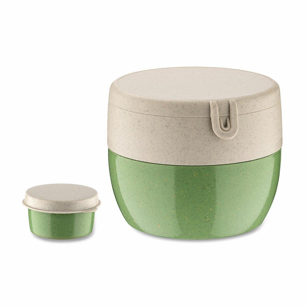 KOZIOL Lunchbox Bentobox M Nature Leaf Green, Kunststoff-Holz-Mix