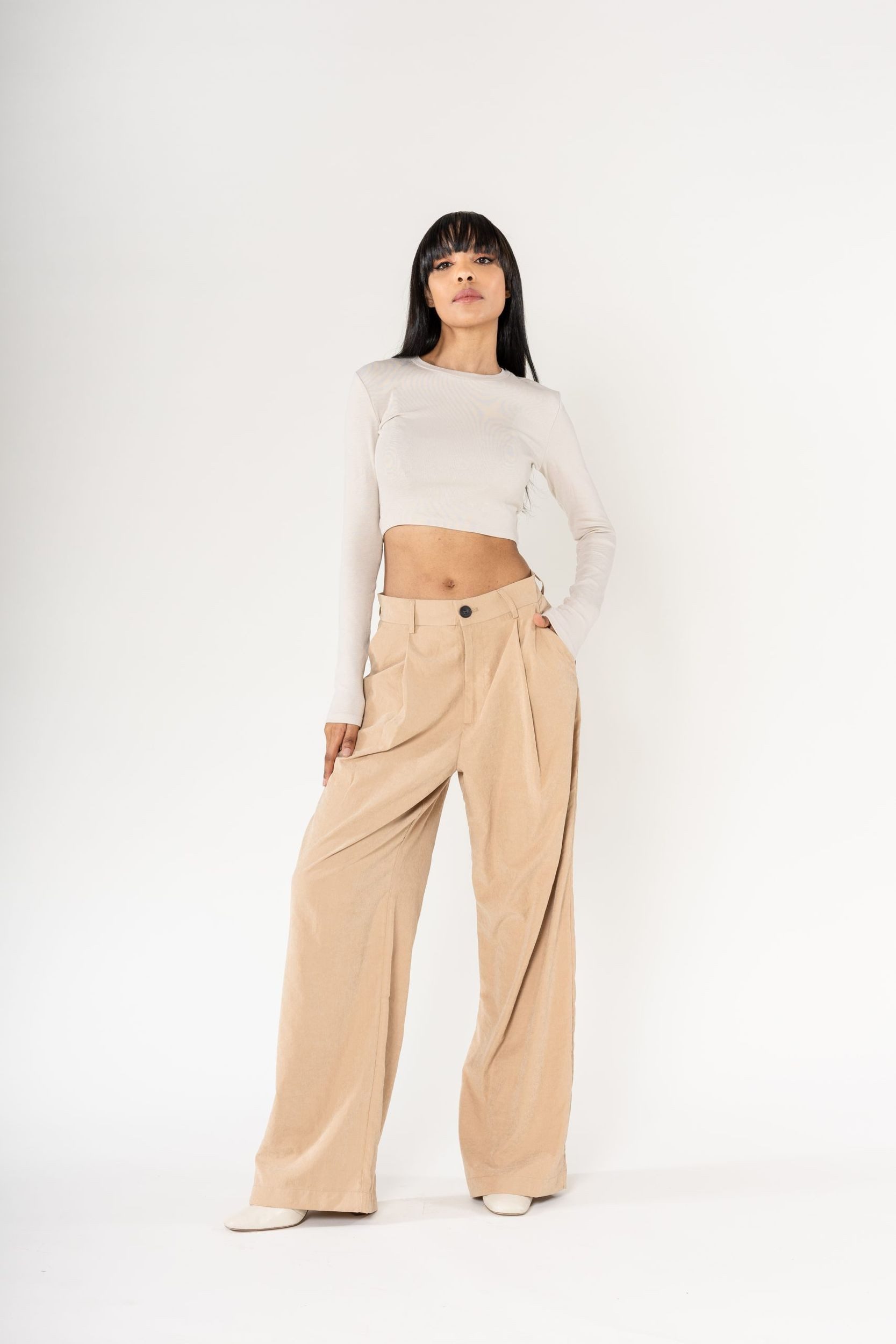 Nina Carter Stoffhose Weites Design Samt mit Elegant Lockerem Beinschnitt P günstig online kaufen