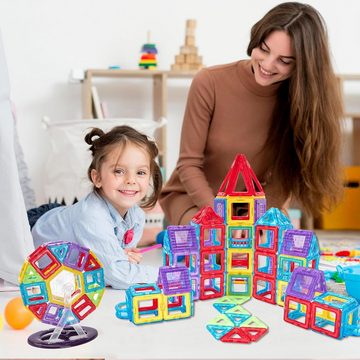 HEYHIPPO Magnetspielbausteine Magnetische Bauklötze 72/84/118/148/168 Stück Puzzle, (set, 72 St., Bausteinset für Jungen und Mädchen für 3, 4, 5, 6, 7 und 8 Jahre), Spielzeug Mathe Starter Kit