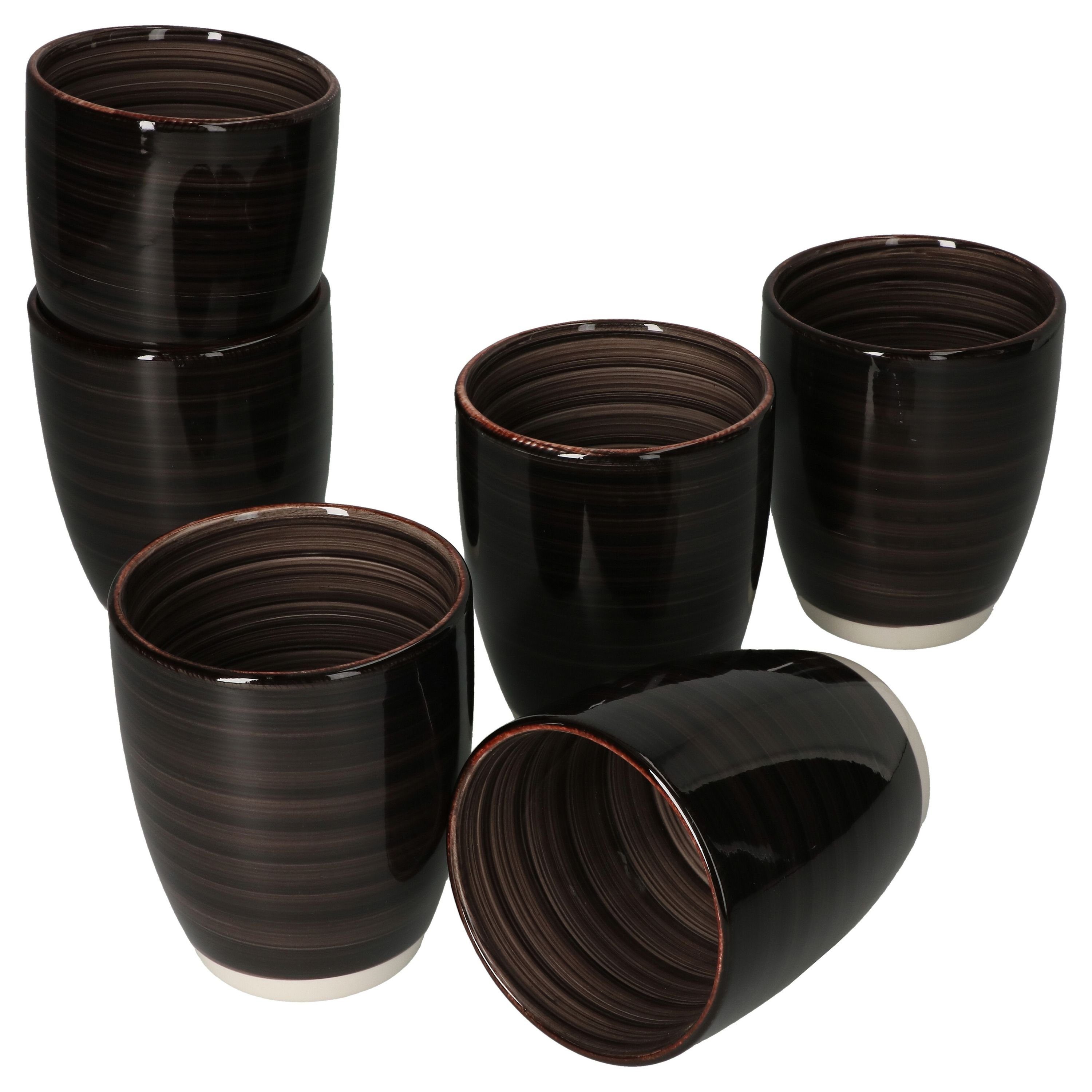 MamboCat Pastello 6er-Set Steingut-Becher Ohne Henkel – 330 Ml, Bunte Pastellfarben Für Kaffee, Tee & Kakao