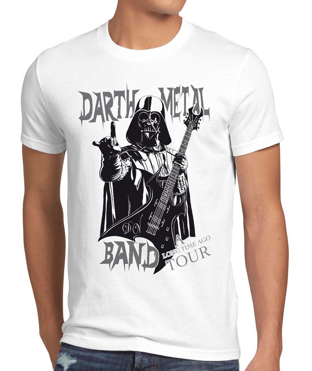 style3 Print-Shirt Herren T-Shirt Darth Metal Band star vader luke wars jedi yoda skywalker rock us weiß | T-Shirts