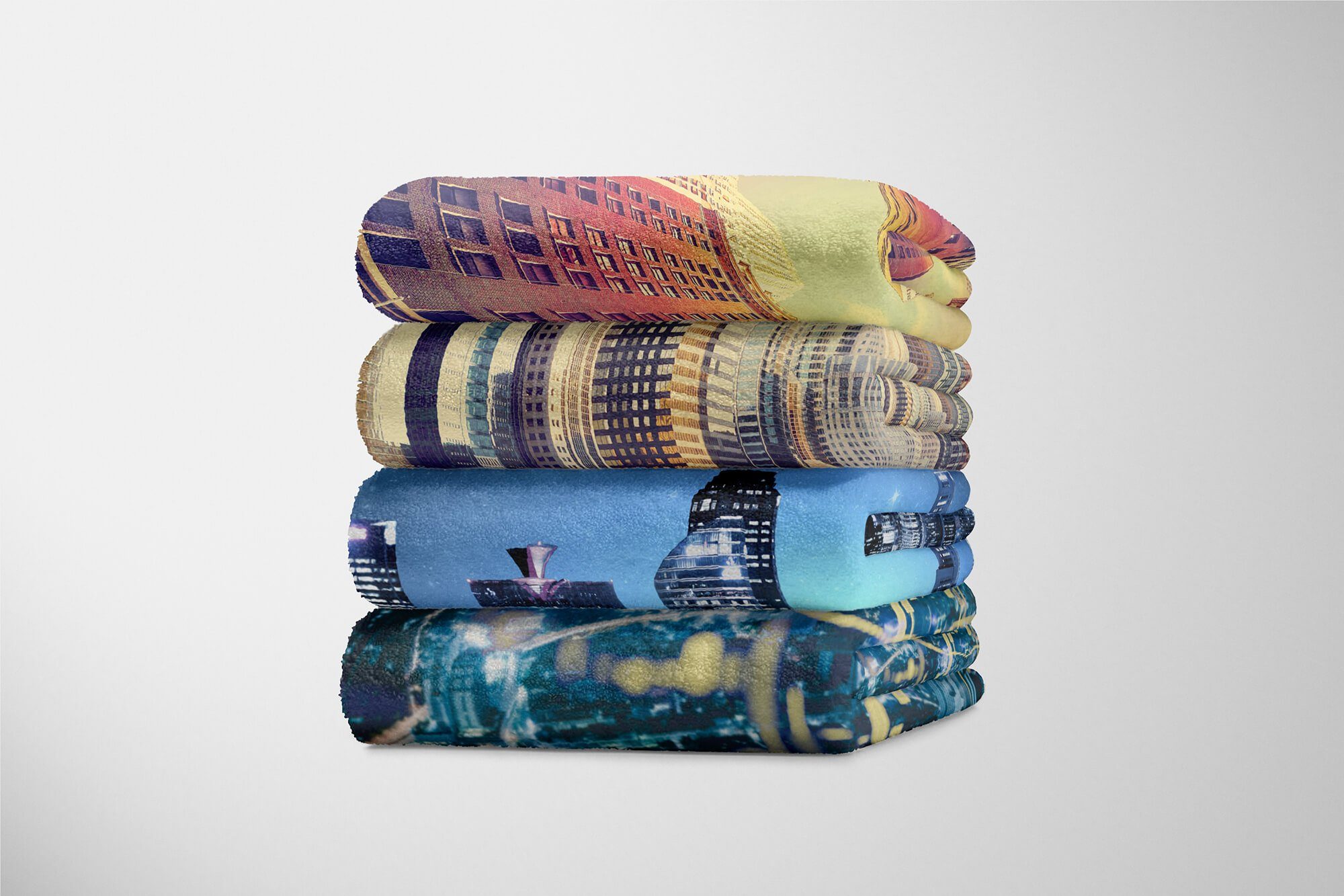 Handtücher Art Sinus (1-St), Skyline Strandhandtuch Nacht, Baumwolle-Polyester-Mix Fotomotiv Kuscheldecke bei Handtuch mit Saunatuch Handtuch