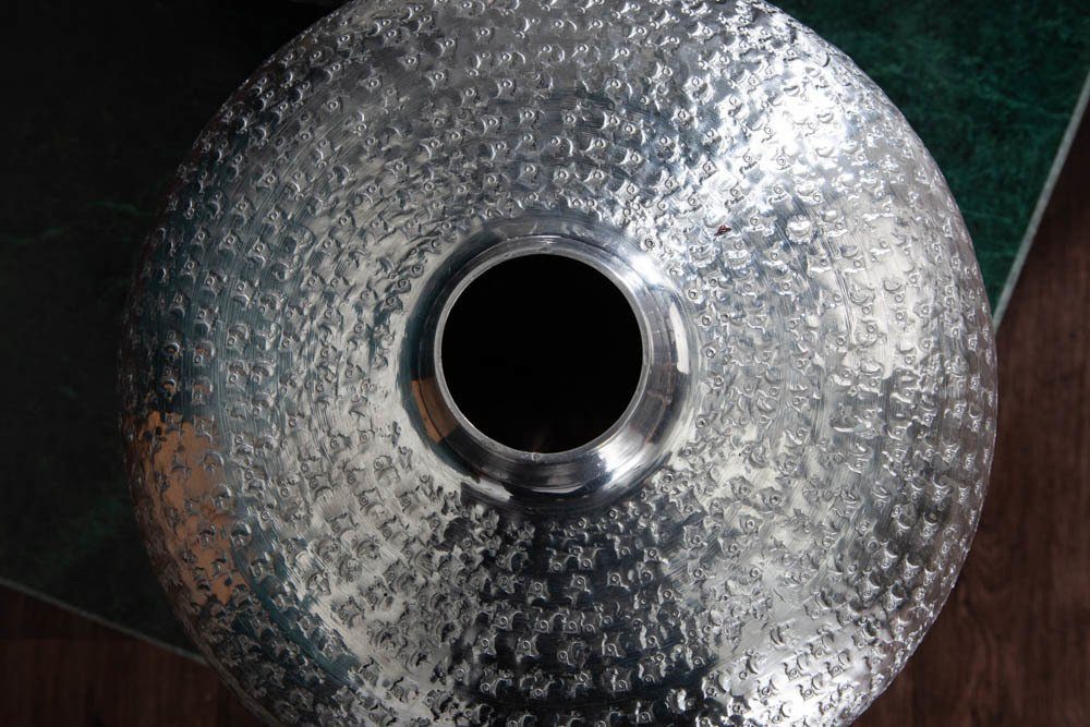 · Handarbeit · (Set, Dekoration Wohnzimmer · silber Dekovase Metall 2 · ORIENTAL riess-ambiente St), Vase 33cm