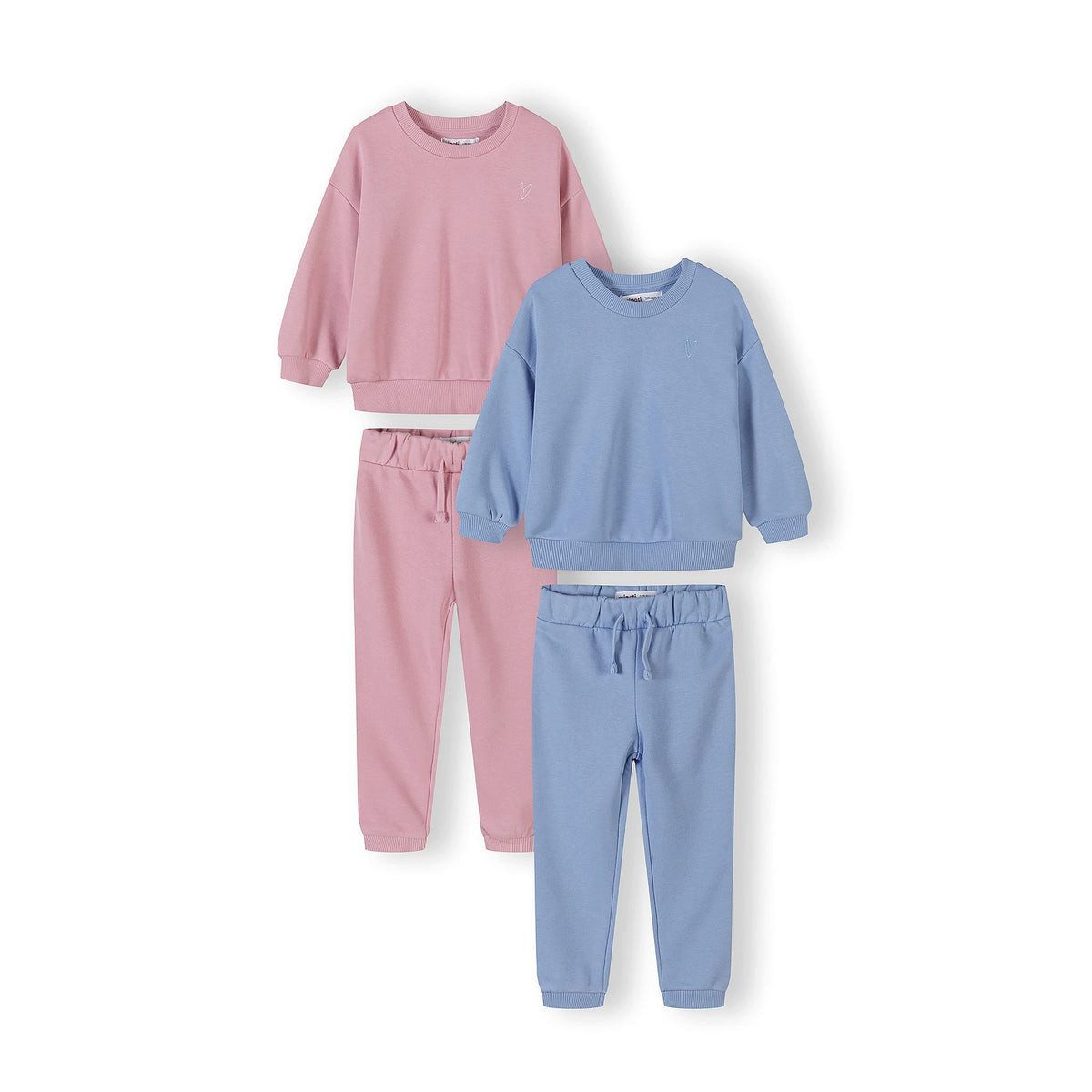 MINOTI Jogginganzug für Mädchen, 2er-Pack Sweatanzüge mit Stickerei auf der Brust (Packung, 4-tlg., 2 Sets)