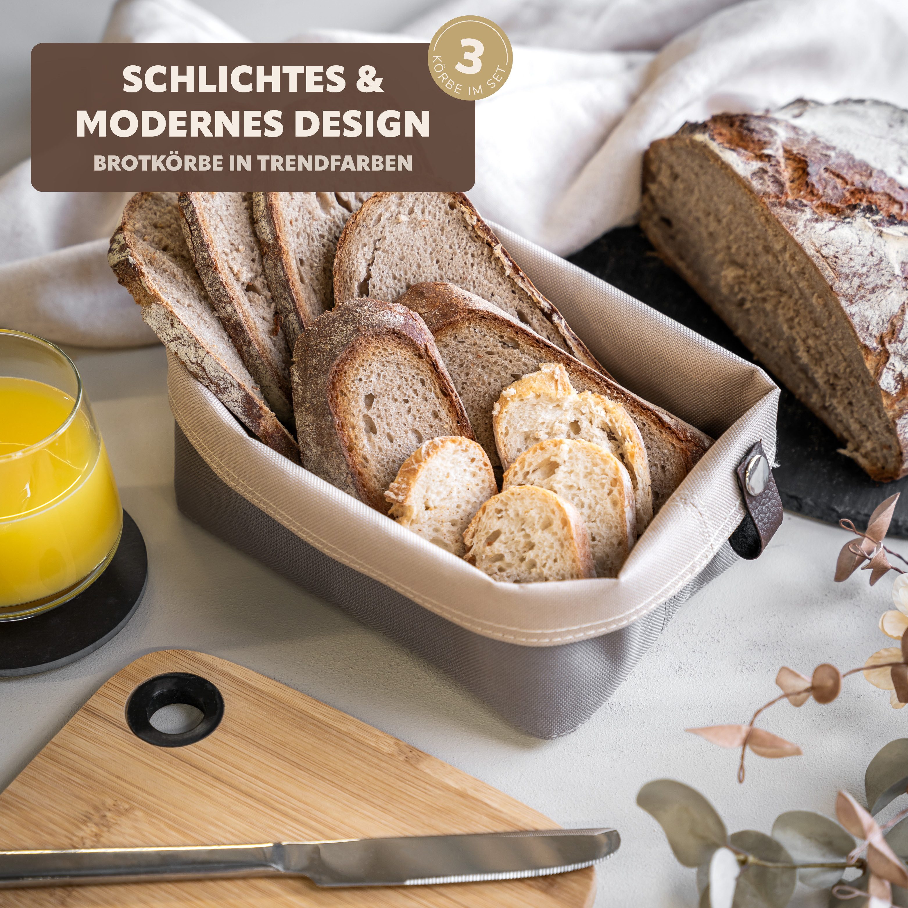 eluno Aufbewahrungskorb Brotkorb, zweifarbige Wendekörbe, 3er günstig online kaufen