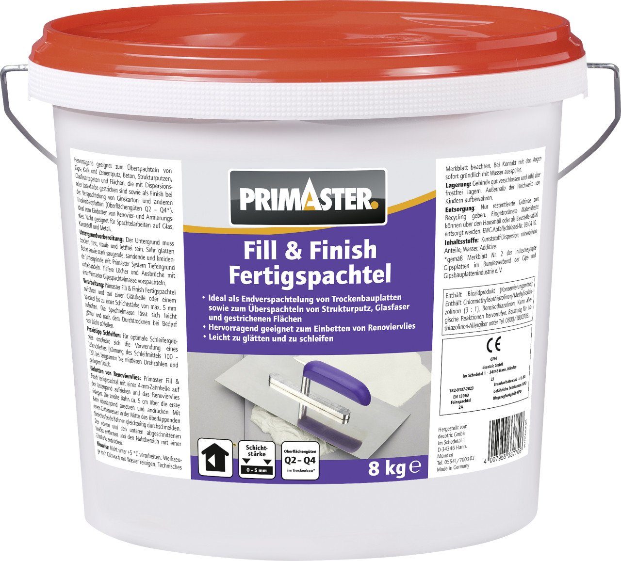 Primaster Spachtelmasse Primaster Fertigspachtel Fill & Finish 8 kg