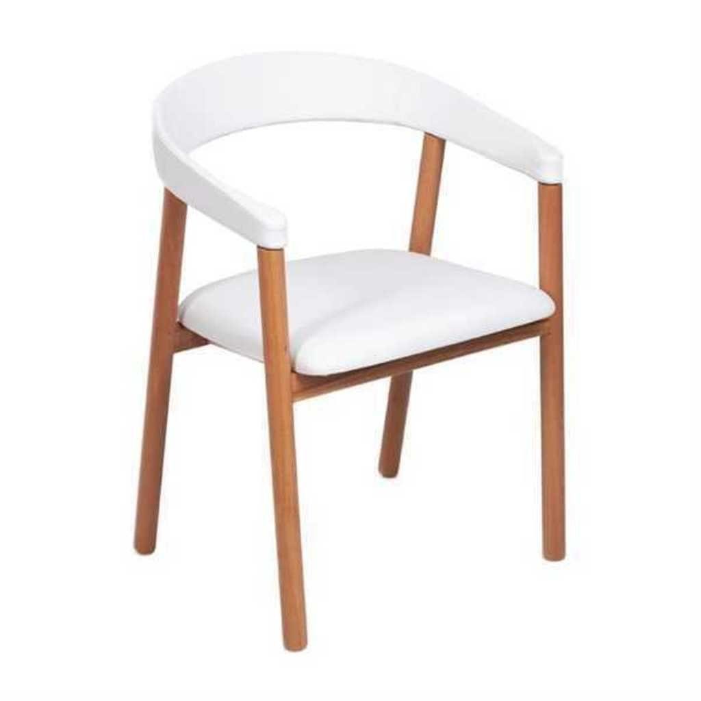 JVmoebel Esszimmerstuhl Weiß Brauner Armlehnen Stuhl Esszimmerstühle Holzstuhl Polsterstühle (1 St), Made in Europa