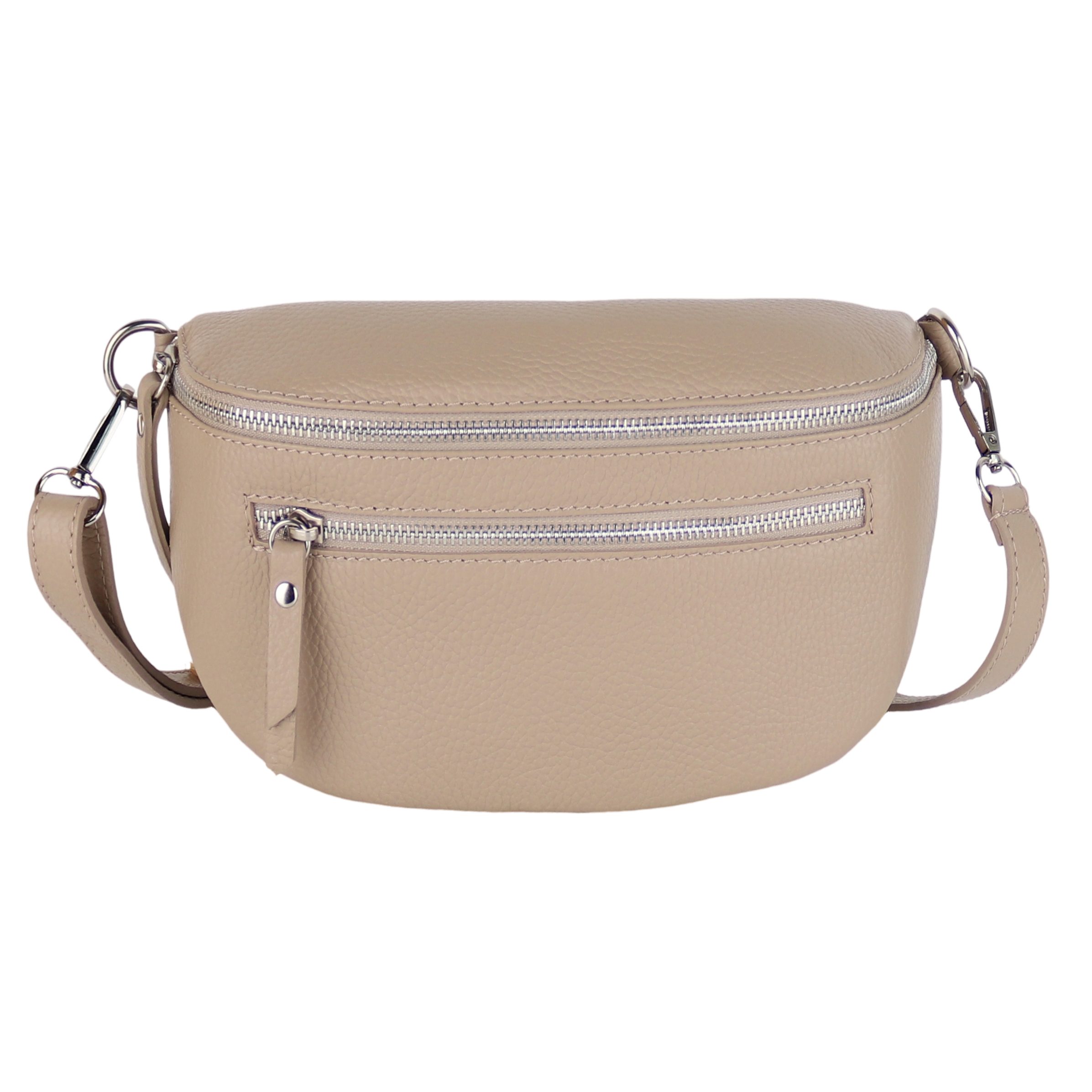 MIRROSI Bauchtasche Damen, Echtleder, Leder, Made in Italy, Umhängetasche, Brusttasche, (Schultertasche für jeden Anlass (1 Tasche & 1 Gurt), Mit zwei Reißverschlüssen), Crossbody Bag, verstellbaren Schulterriemen, Zwei Größen zur Auswahl