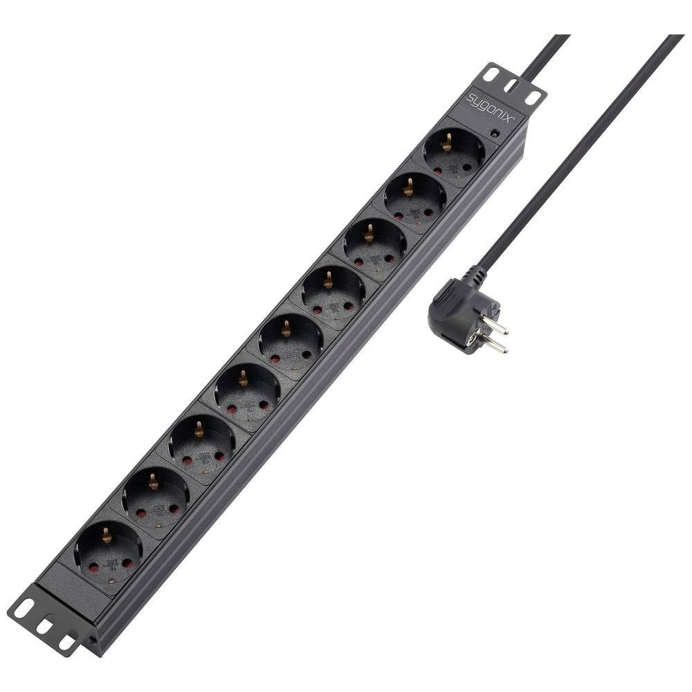 Sygonix 9fach 48.26 cm (19) Steckdosenleiste SY-5799004 Steckdosenleiste, erhöhter Berührungsschutz