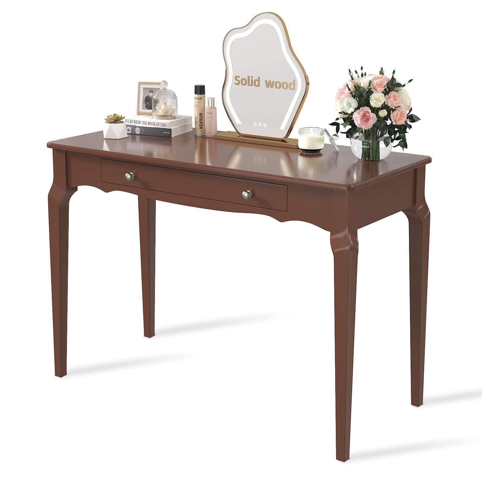 OYRREU Konsolentisch Eleganter Schreibtisch mit 2 Schubladen, Holzoptik, 107 cm (platzsparend, 1 Set, Retro Tisch vintage für Wohnzimmer/Schlafzimmer/Boudoir), OTTO'S CHOICE