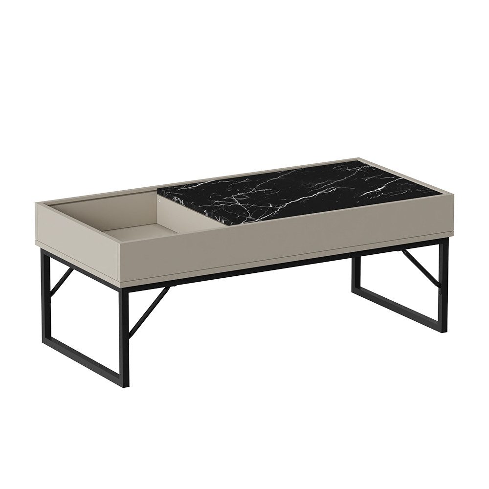 Vicco Couchtisch Lunero, Creme-Weiß/Marmor, 105 x 50 cm