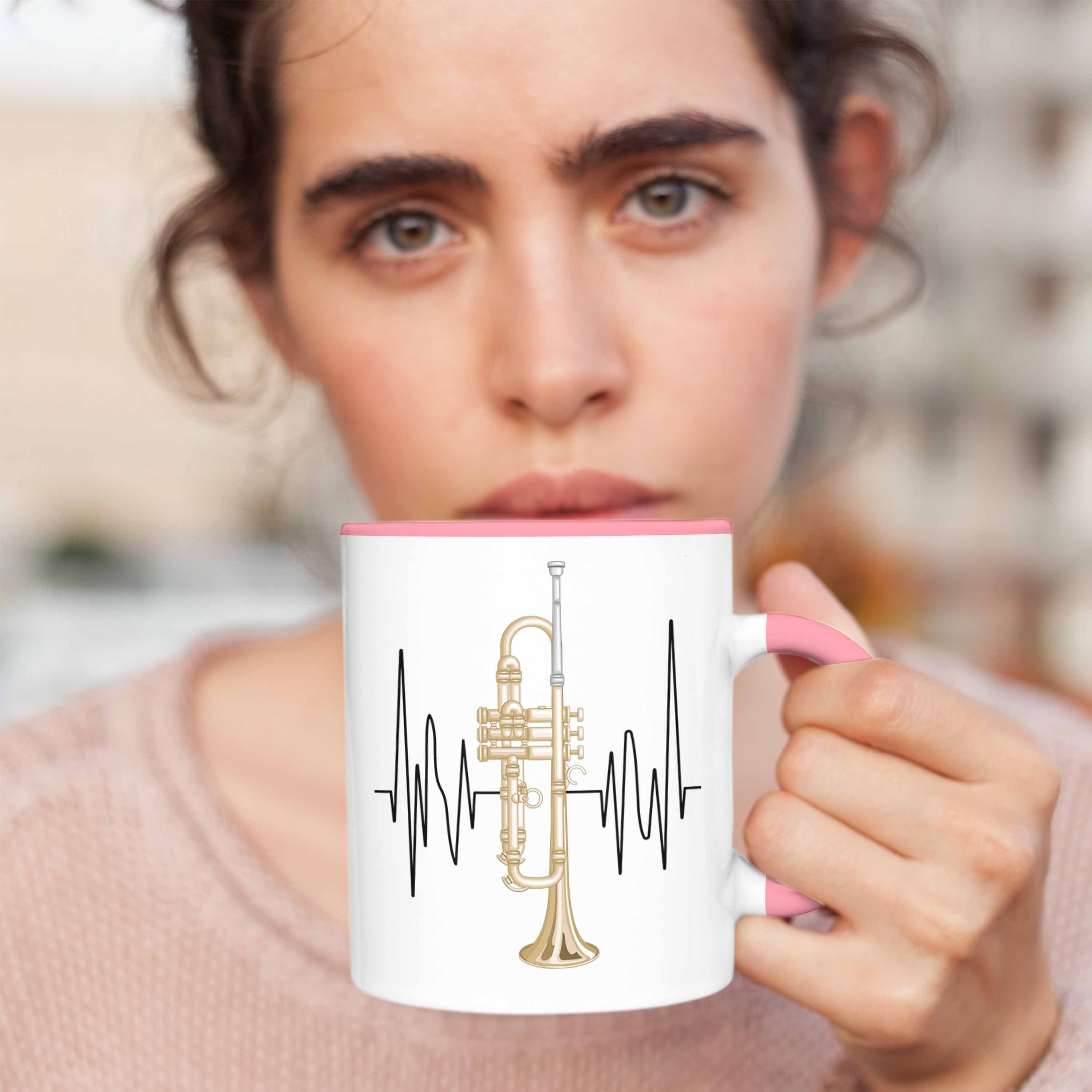 Spruch Grafik Geschenkidee Herzschlag Rosa Tasse Trendation Posaunist Tasse Geschenk Posaune