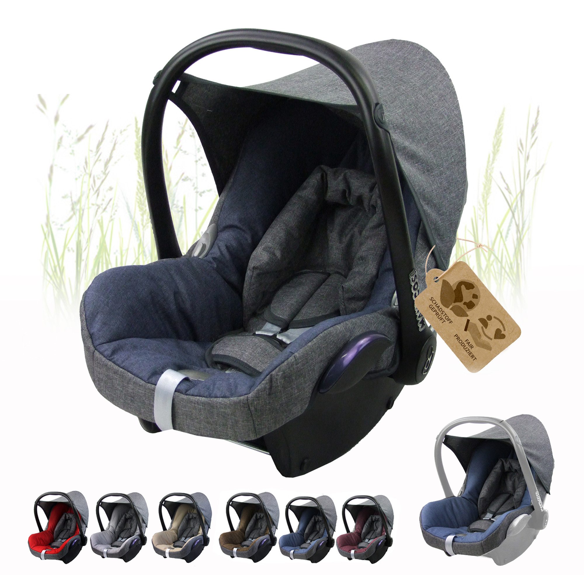 BambiniWelt by Rafael K. Babyschale Ersatzbezug kompatibel mit Maxi Cosi Cabrio Fix Babyschale 6-tlg, ab: 0+, bis: 14 Monate