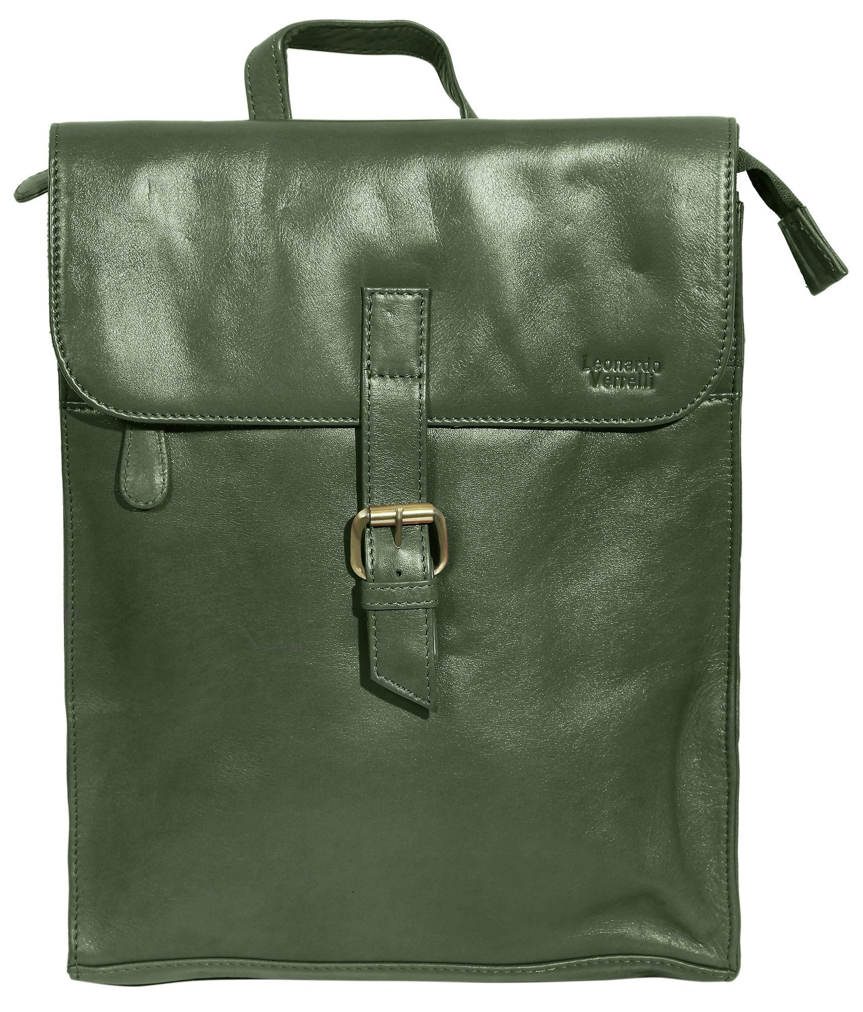 LEONARDO VERRELLI Rucksack Jamila Unisex Tasche Lederrucksack aus Echtleder (einzeln) Grün