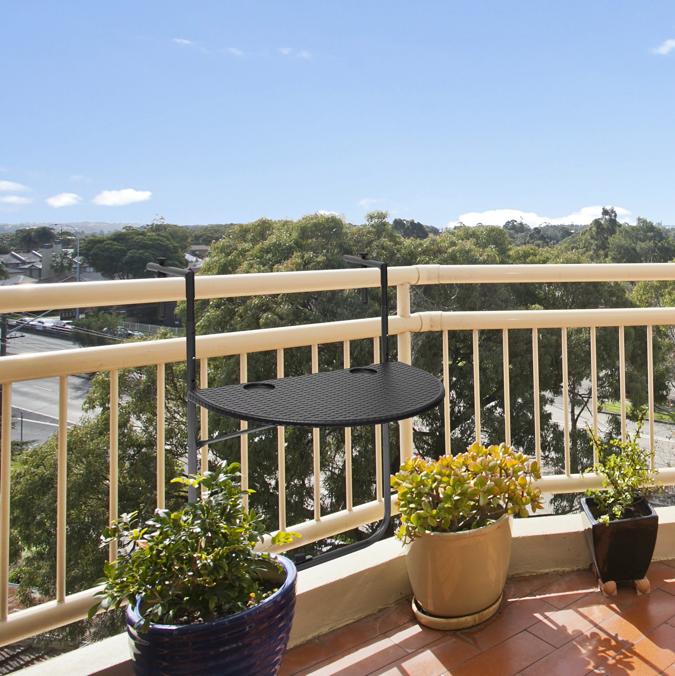 relaxdays Balkonhängetisch BASTIAN klappbar, schwarz günstig online kaufen