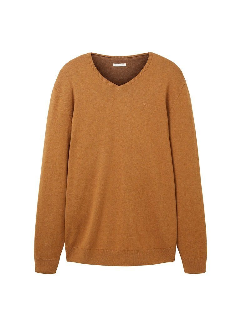 Melange Basic TAILOR (1-tlg) Sweatshirt Dark Camel V-Neck Sweater 32718 TOM