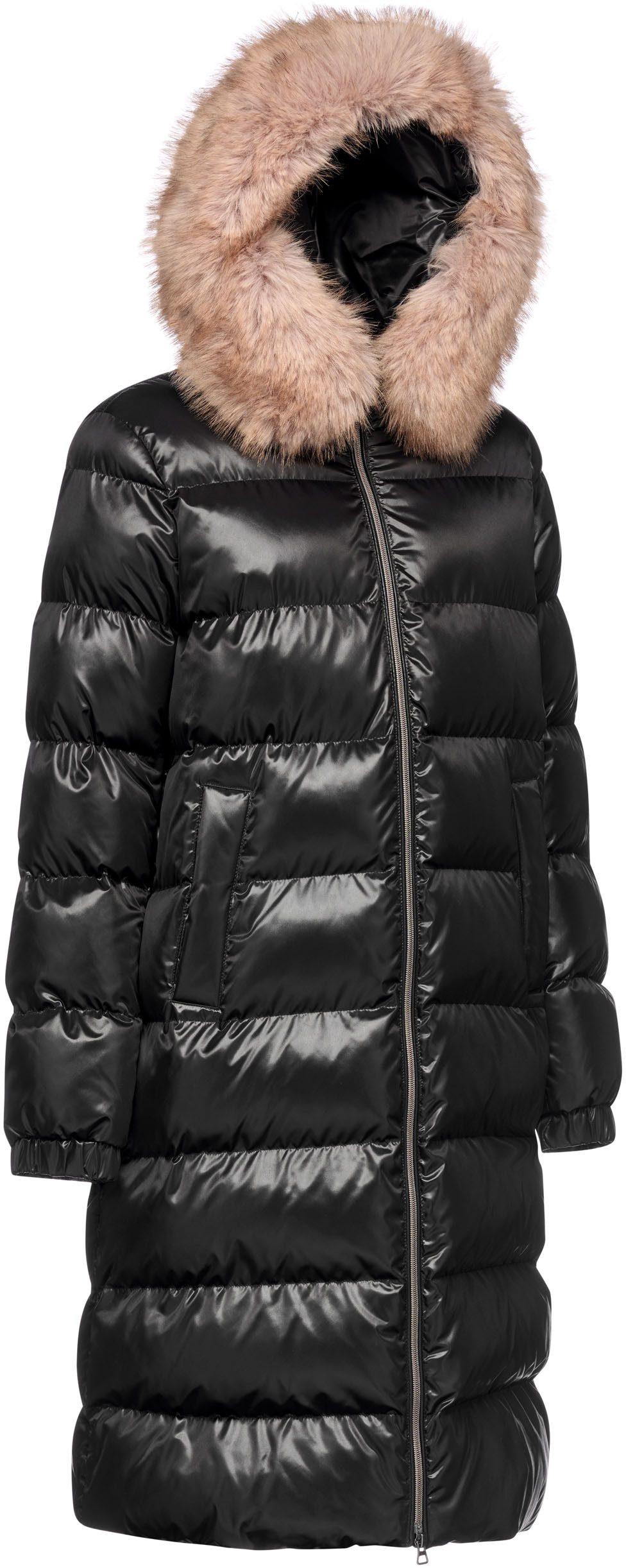 Geox Steppmantel BACKSIE mit 2-Wege-Reißverschluss, Kapuze mti Fellimitat günstig online kaufen