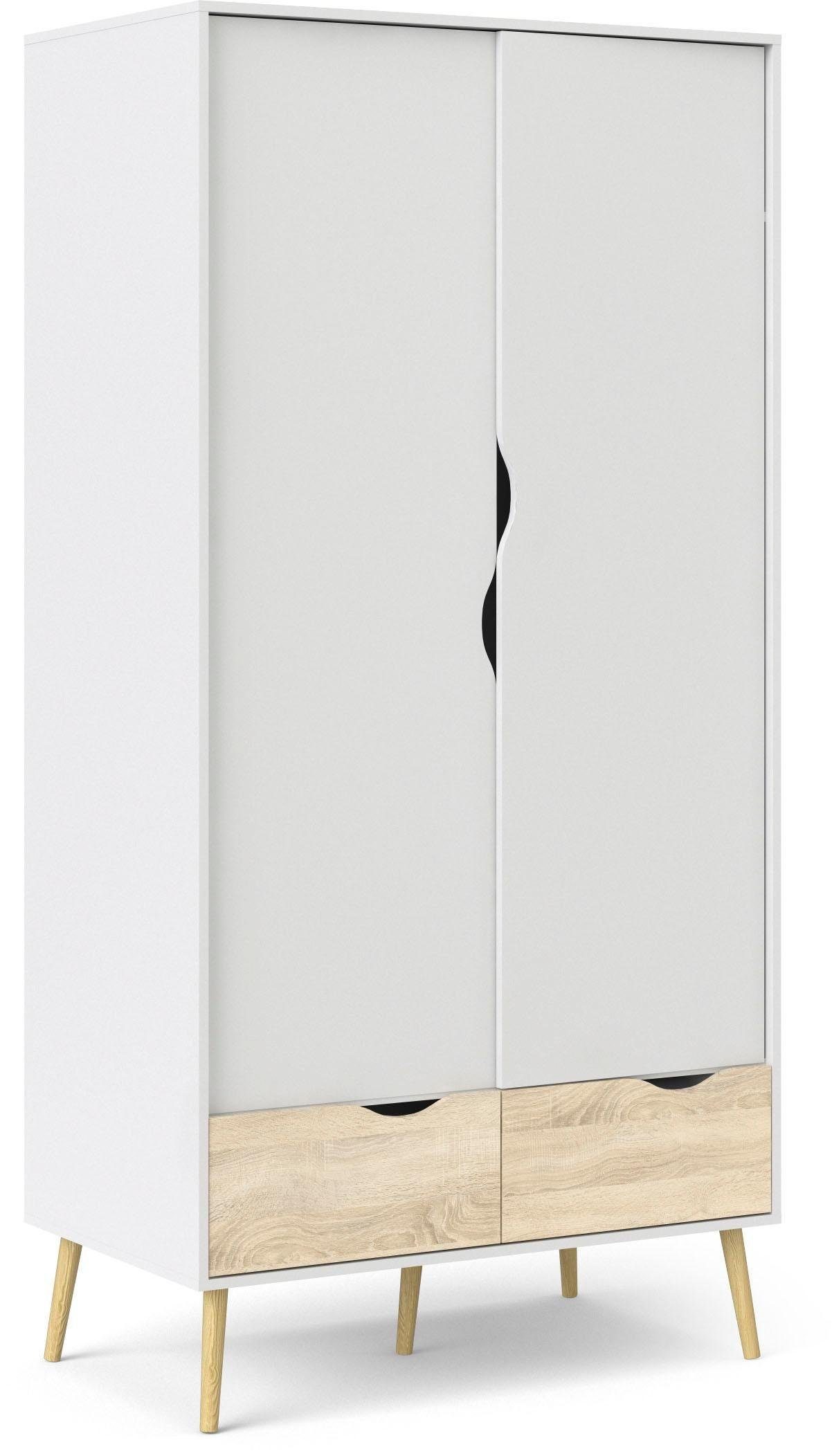 andas Drehtürenschrank Oslo, Kleiderschrank mit Schubkästen, Stauraum mit 2 oder 3 Türen, Breite 99 oder 150 cm, Höhe je 200 cm