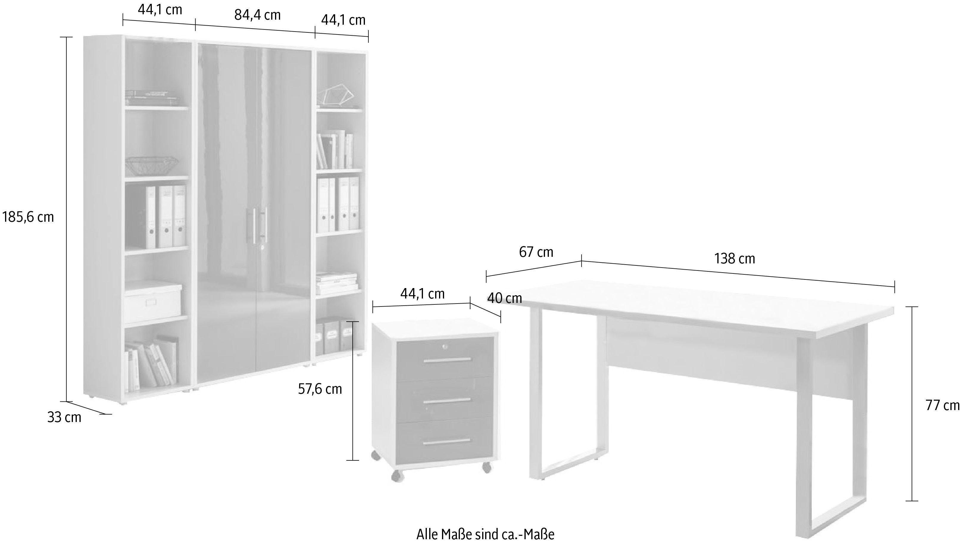 HG Lichtgrau/ Anthrazit Büro-Set Möbel Mini BMG Tabor 3 Kombi