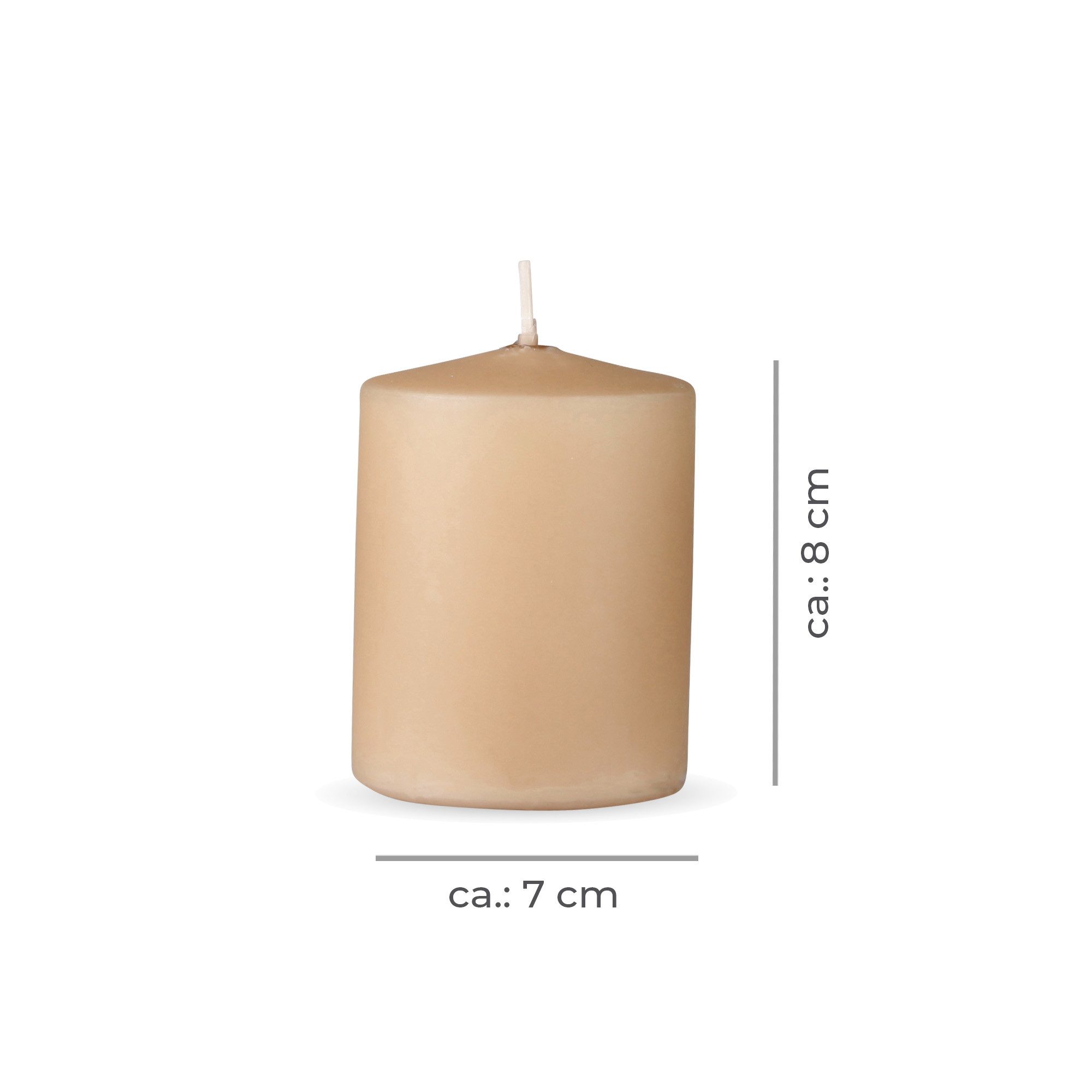 HS Candle Stumpenkerze Säulenkerze Ø7cm (1-tlg), Wachskerzen - unparfümierte Säulenkerzen - viele Farben/Größen