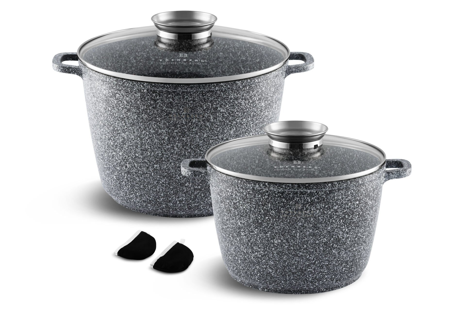 Edenberg Topf-Set 6.2L 10L, Topfset Kochtopf Suppentopf Spargeltopf Steinbeschichtung, Aluminiumguss (sehr hochwertig, 4-tlg., Zeitloses Design des Topfsets. Eine ideale Geschenkidee)