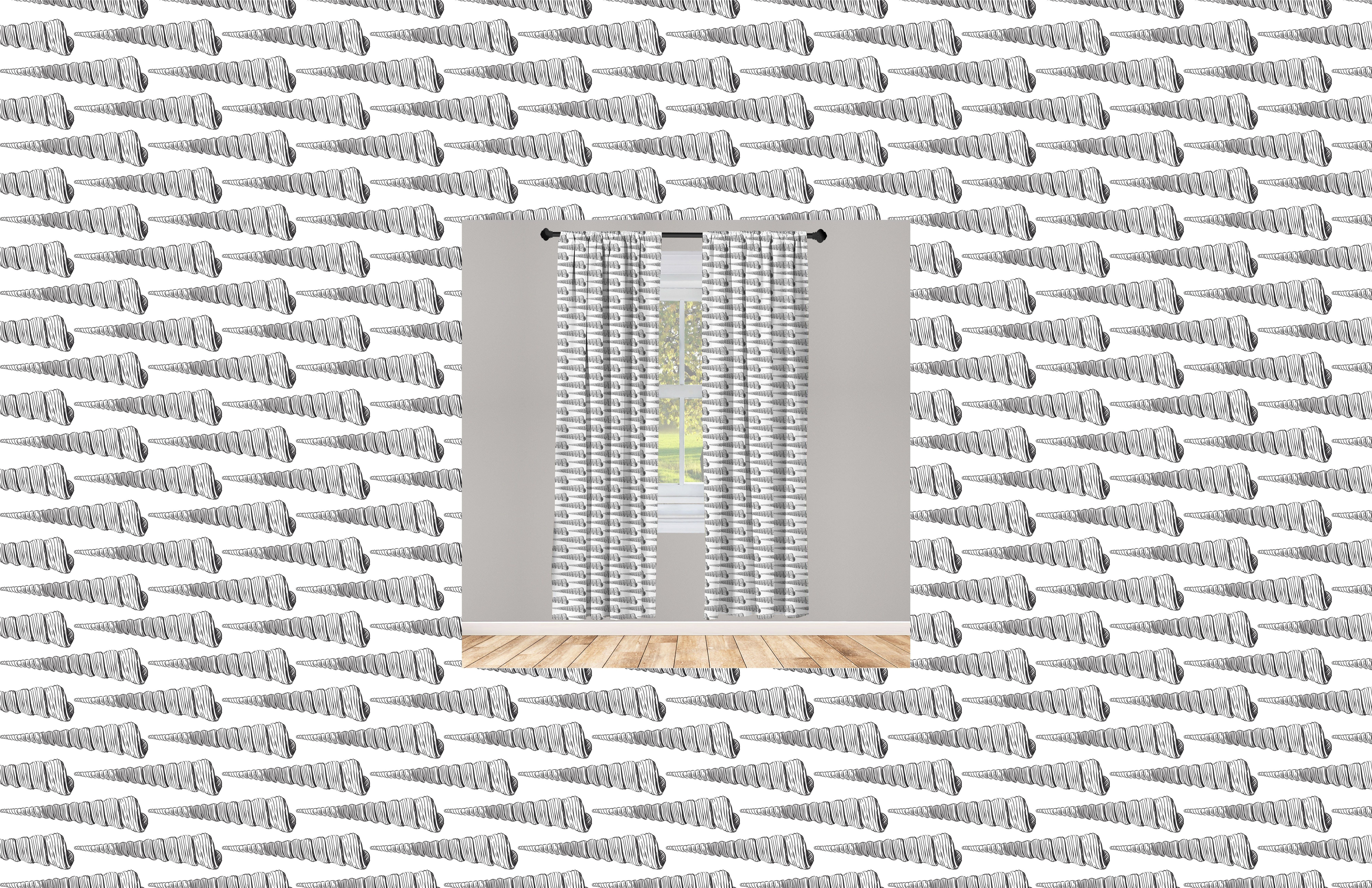 Dekor, für Wohnzimmer Seeschnecke Schlafzimmer Abakuhaus, Vorhang Shells Gardine Microfaser, Nautisch Wiederholte