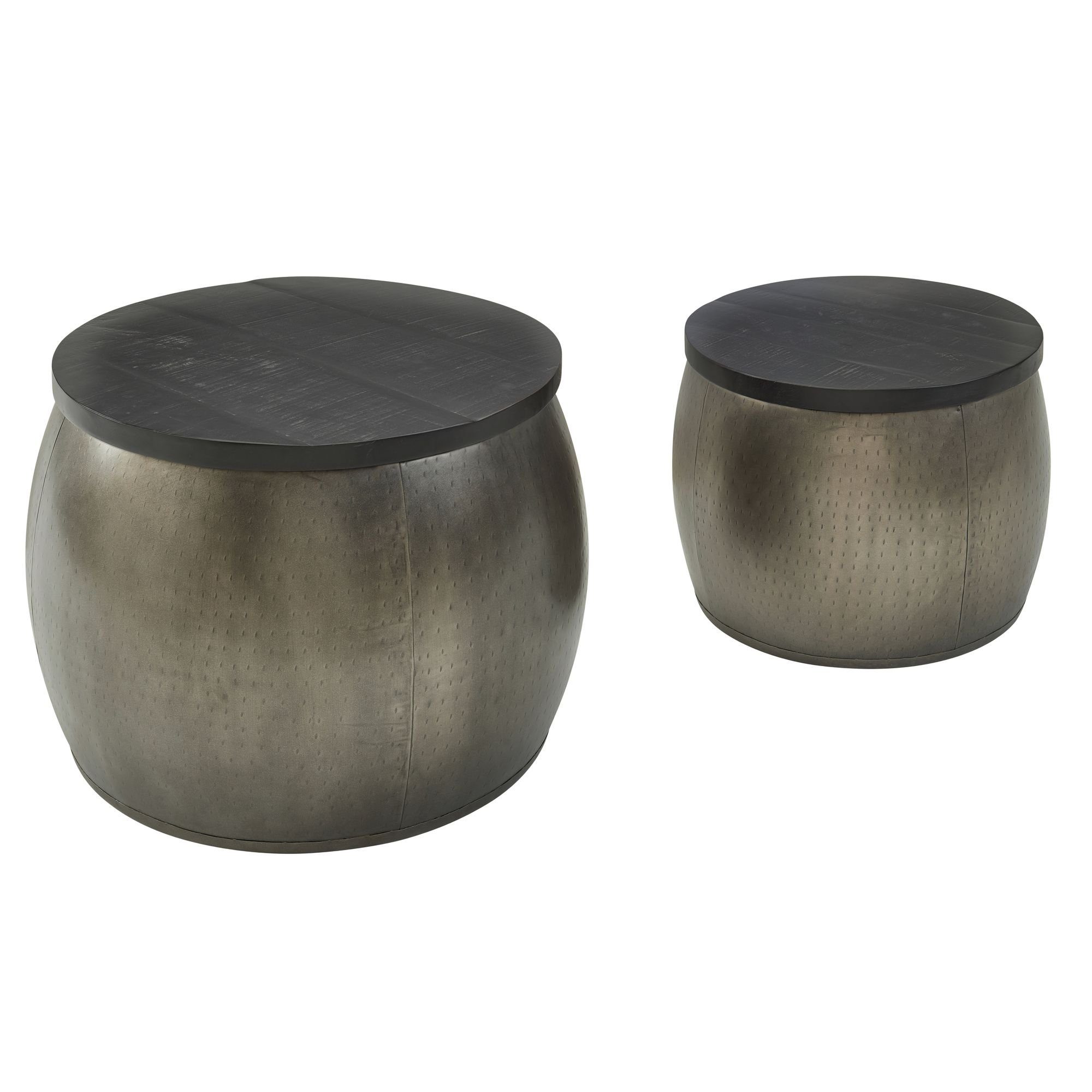 Couchtisch Design Couchtisch 2er Set Mango Massivholz Satztisch Rund Silber