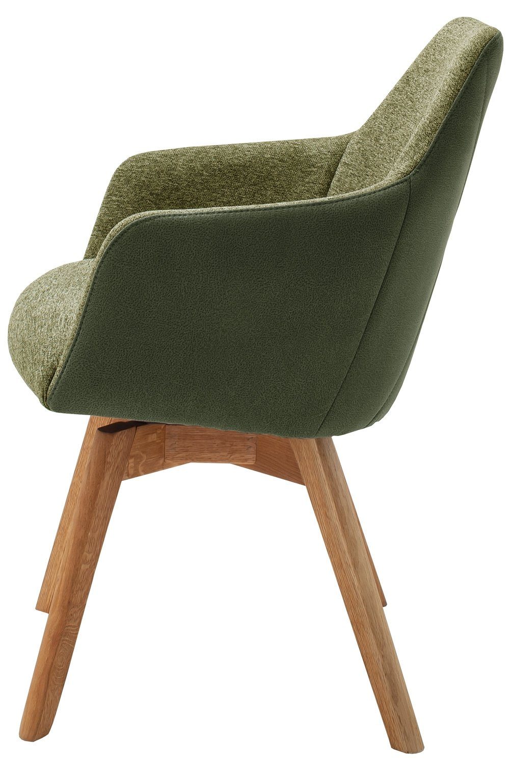 Sitzschale, Massivholz aus Vito mit drehbarer Webstoff, Gestell Olivgrün, REMAL, Mikrofaser, Polsterstuhl