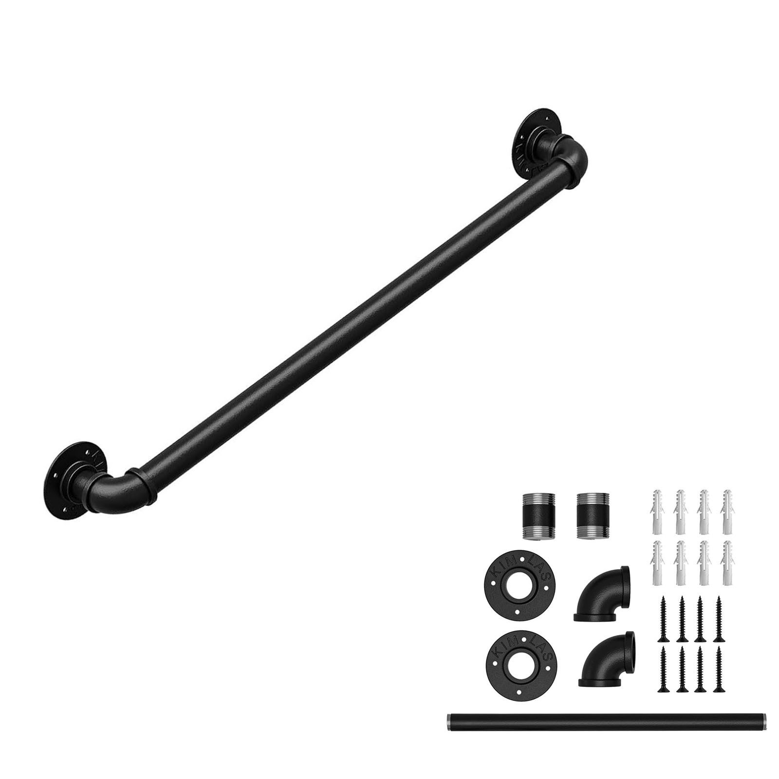 OUNUO Handlauf Wandhandlauf Treppengeländer für Innen und Außen Schwarz, 60 cm Gesamtlänge