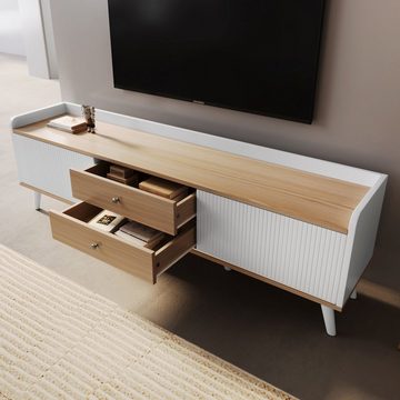 HAUSS SPLOE TV-Schrank TV-Schrank Fernsehtisch TV Board TV- Lowboard (H58/L160/T40 cm) mit zwei Schubladen, Fernsehtisch TV Board