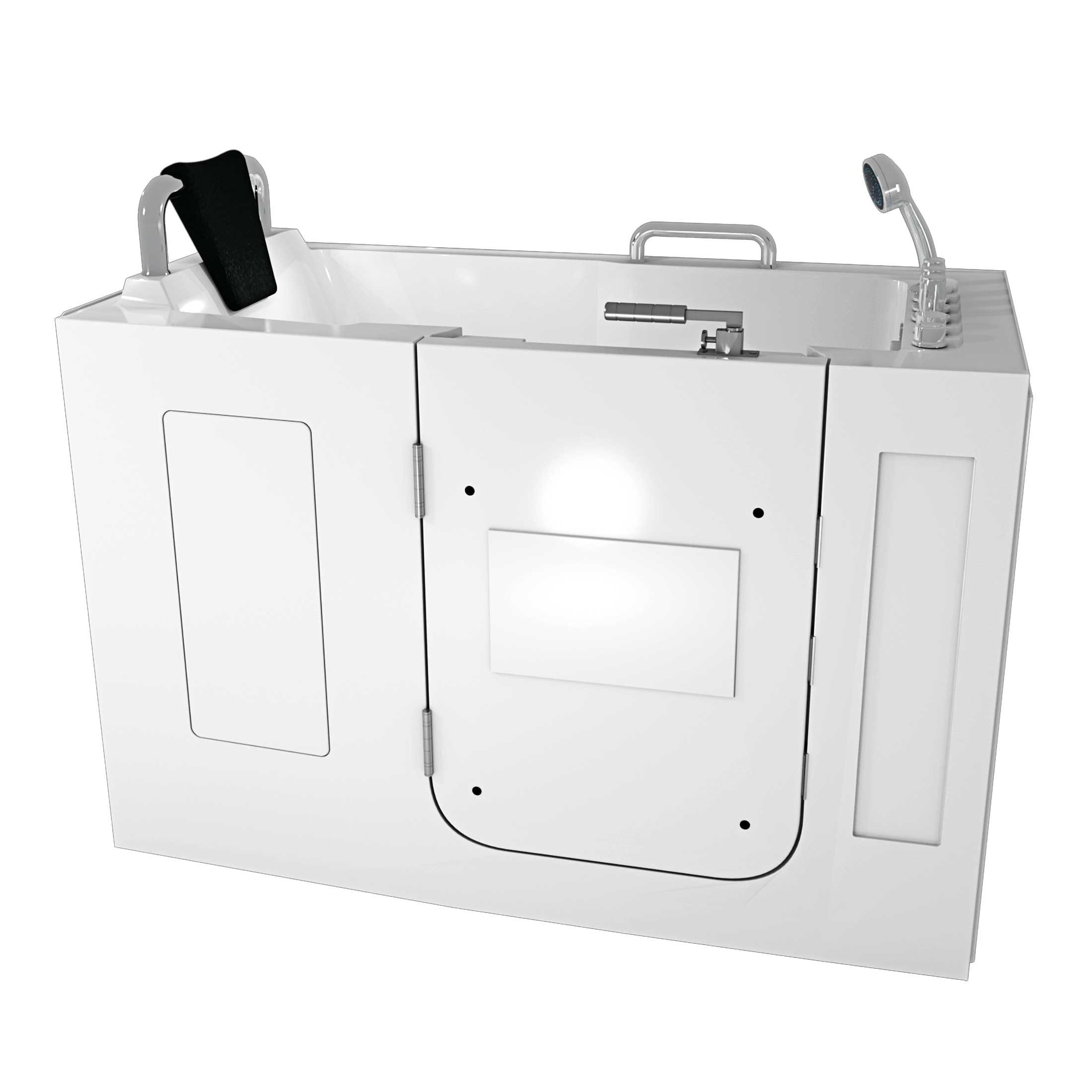 AcquaVapore Whirlpool-Badewanne Sitzwanne Whirlpool Wanne mit Tür S07WP-TH-B-L 140x76cm, (1-tlg), mit Ablaufgarnitur