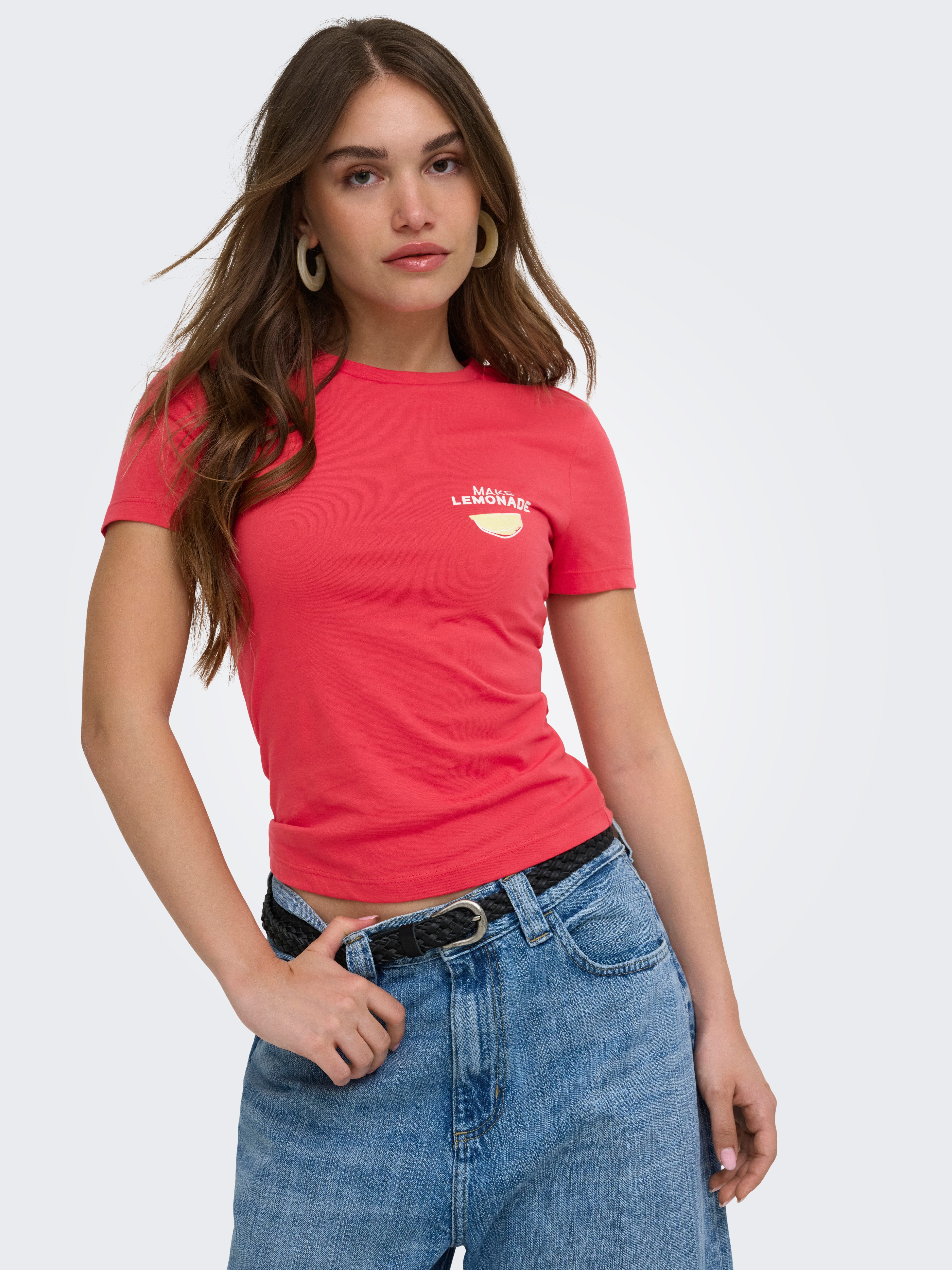 ONLY T-Shirt ONLVIVVI S/S TEE BOX JRS Baumwolle, Rundhals – Bild 2 von 5